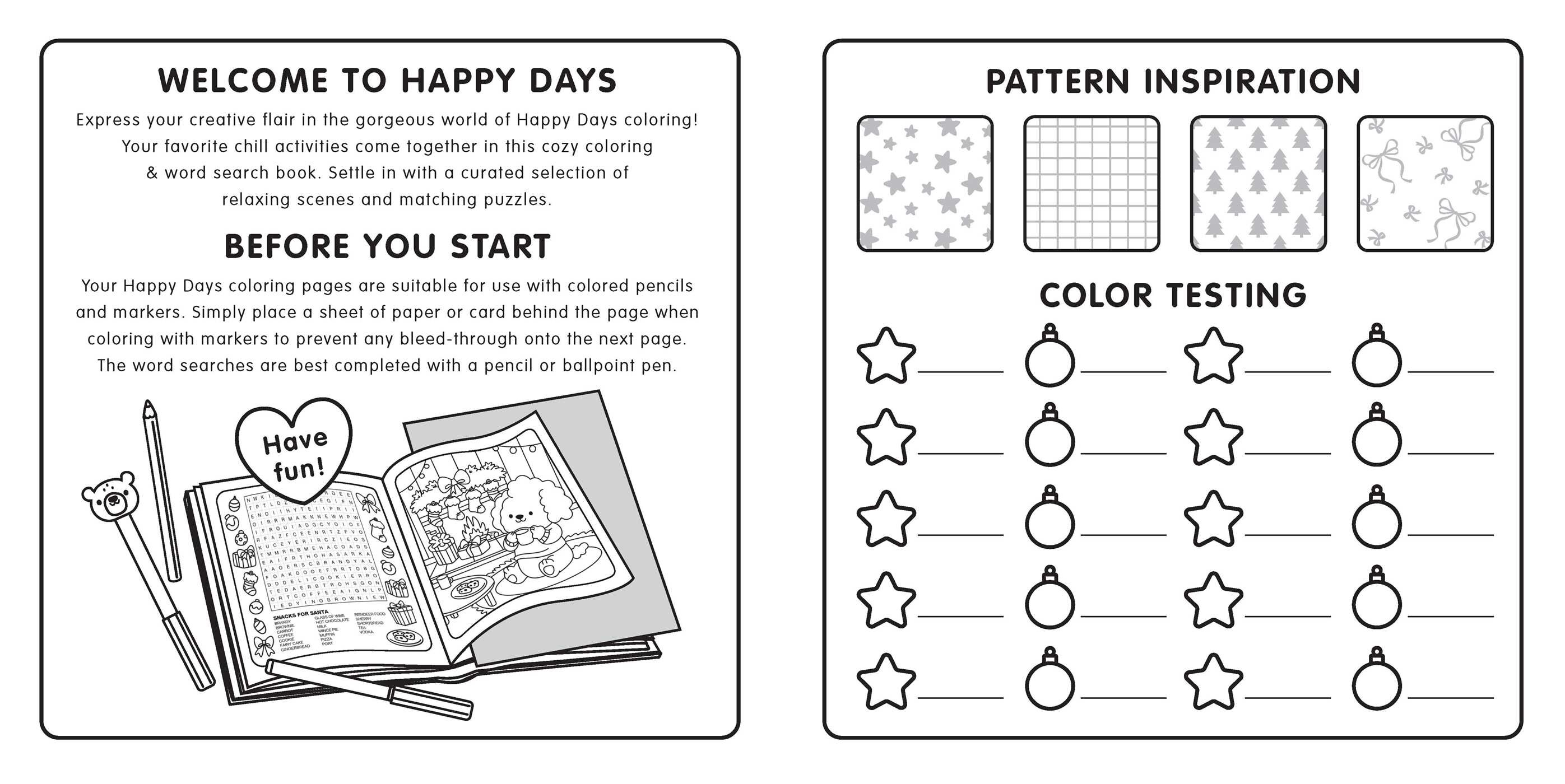 Bright Cuties: Christmas Cozy Coloring & Word Search Book