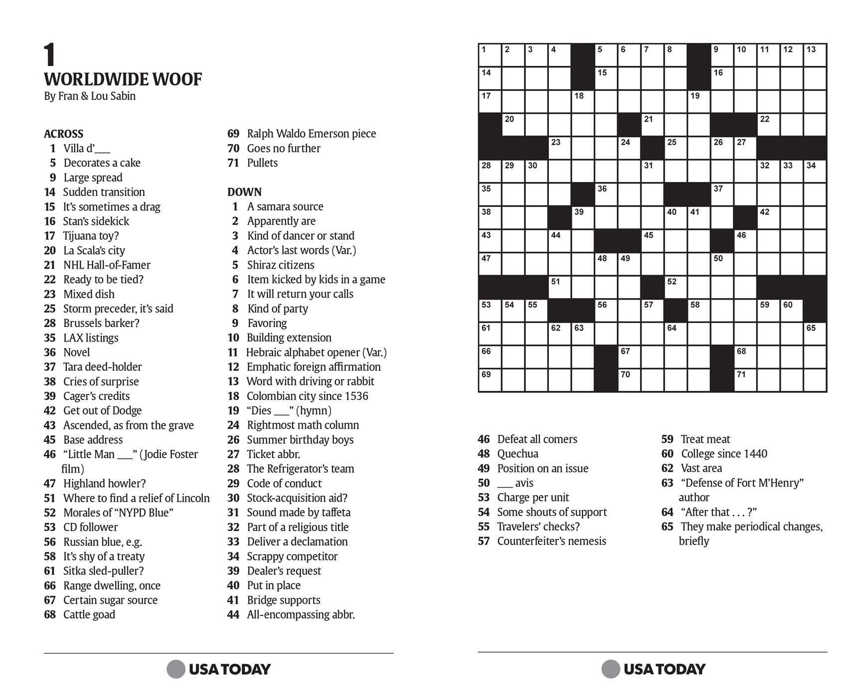 USA TODAY Crossword