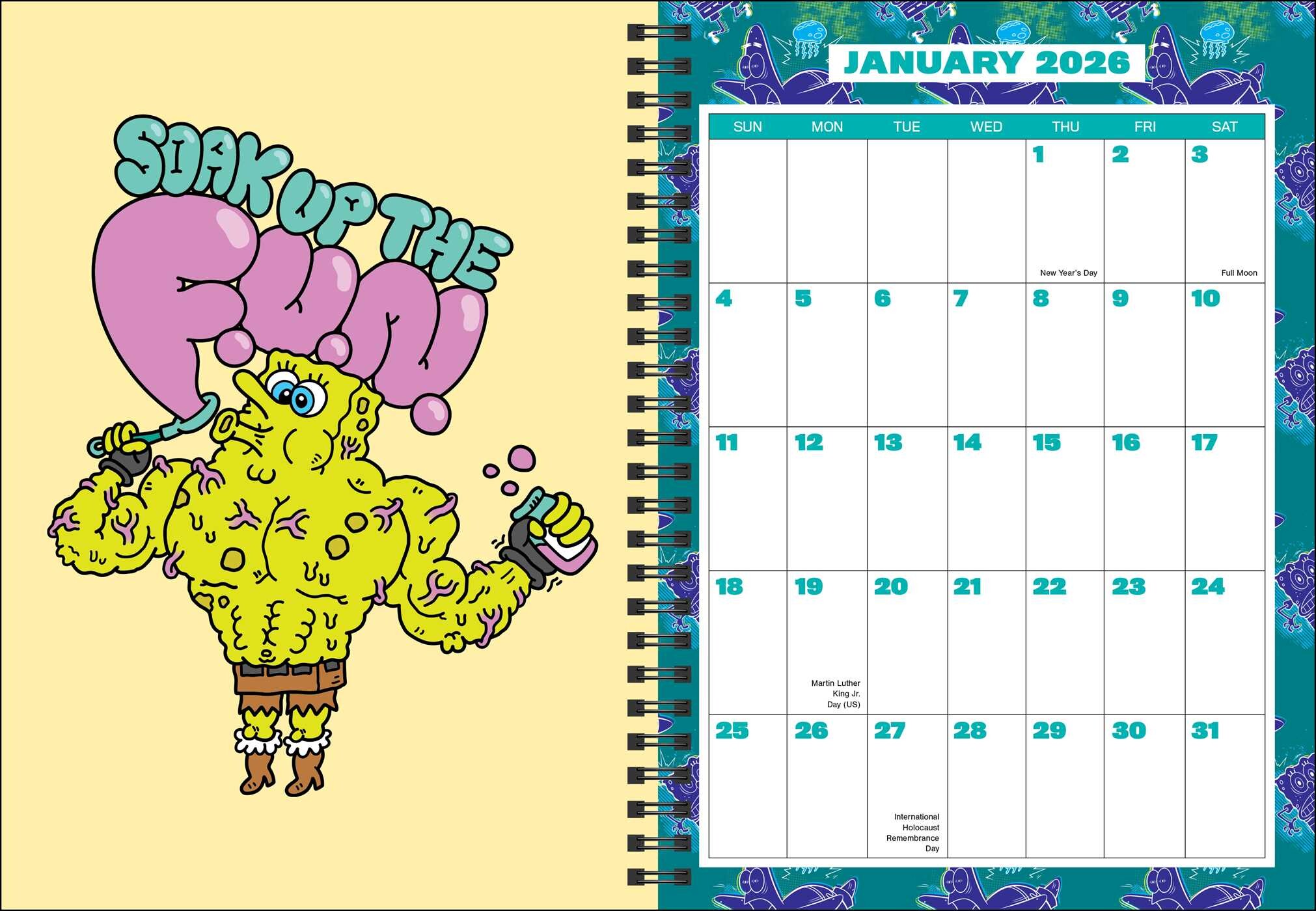 SpongeBob SquarePants 12Month 2026 Planner Calendar (Includes Stickers