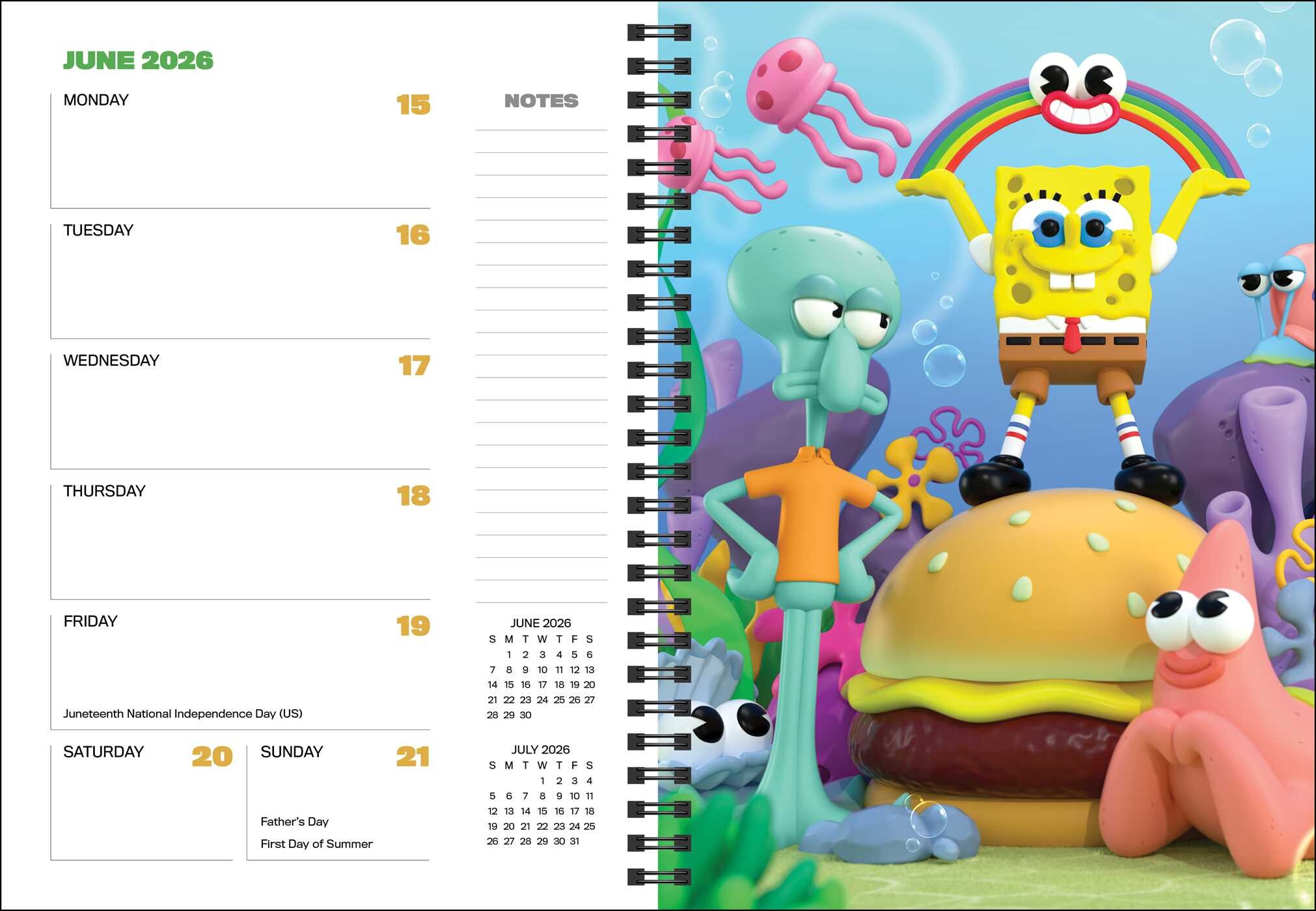SpongeBob SquarePants 12Month 2026 Planner Calendar (Includes Stickers