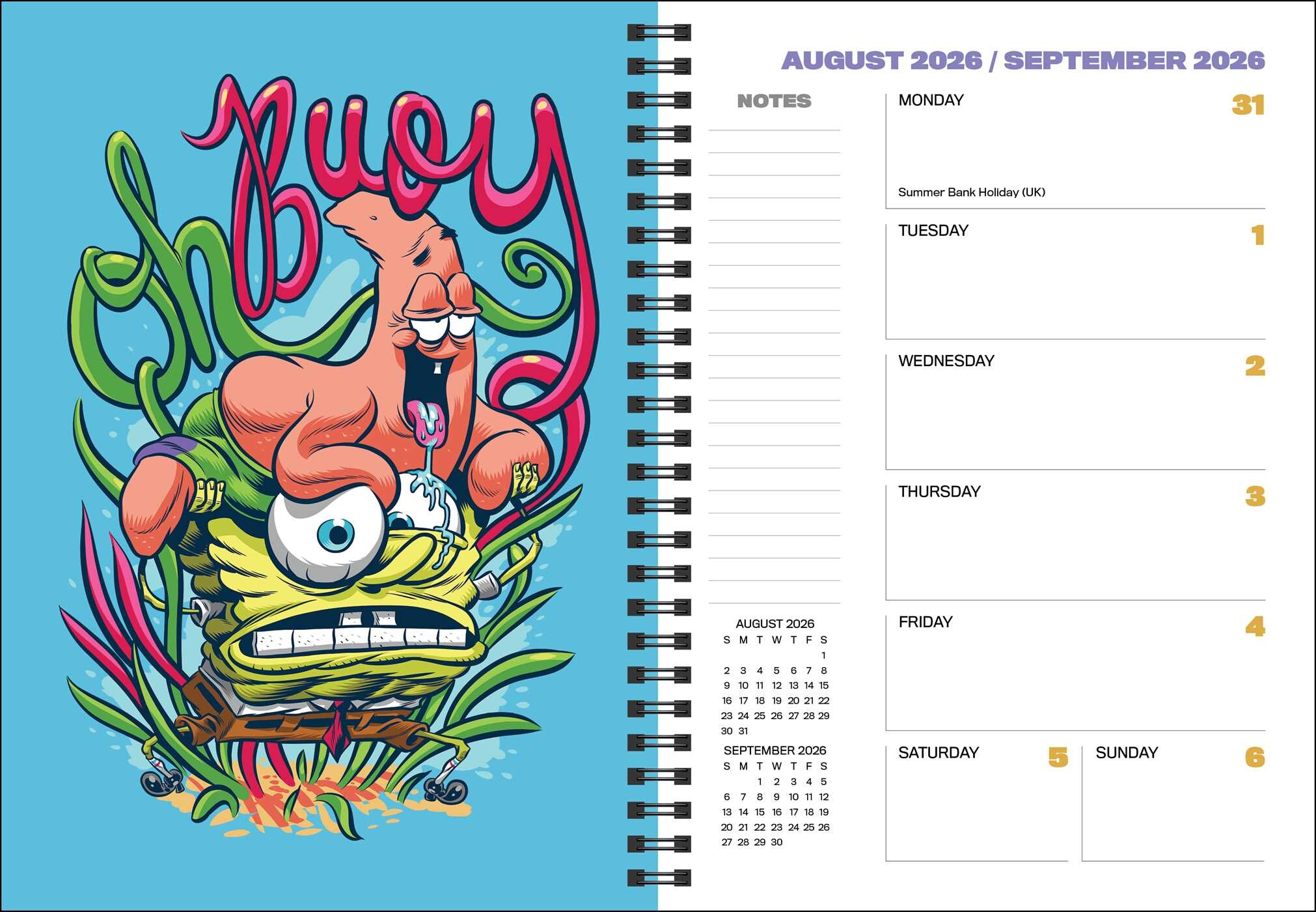 SpongeBob SquarePants 12Month 2026 Planner Calendar (Includes Stickers