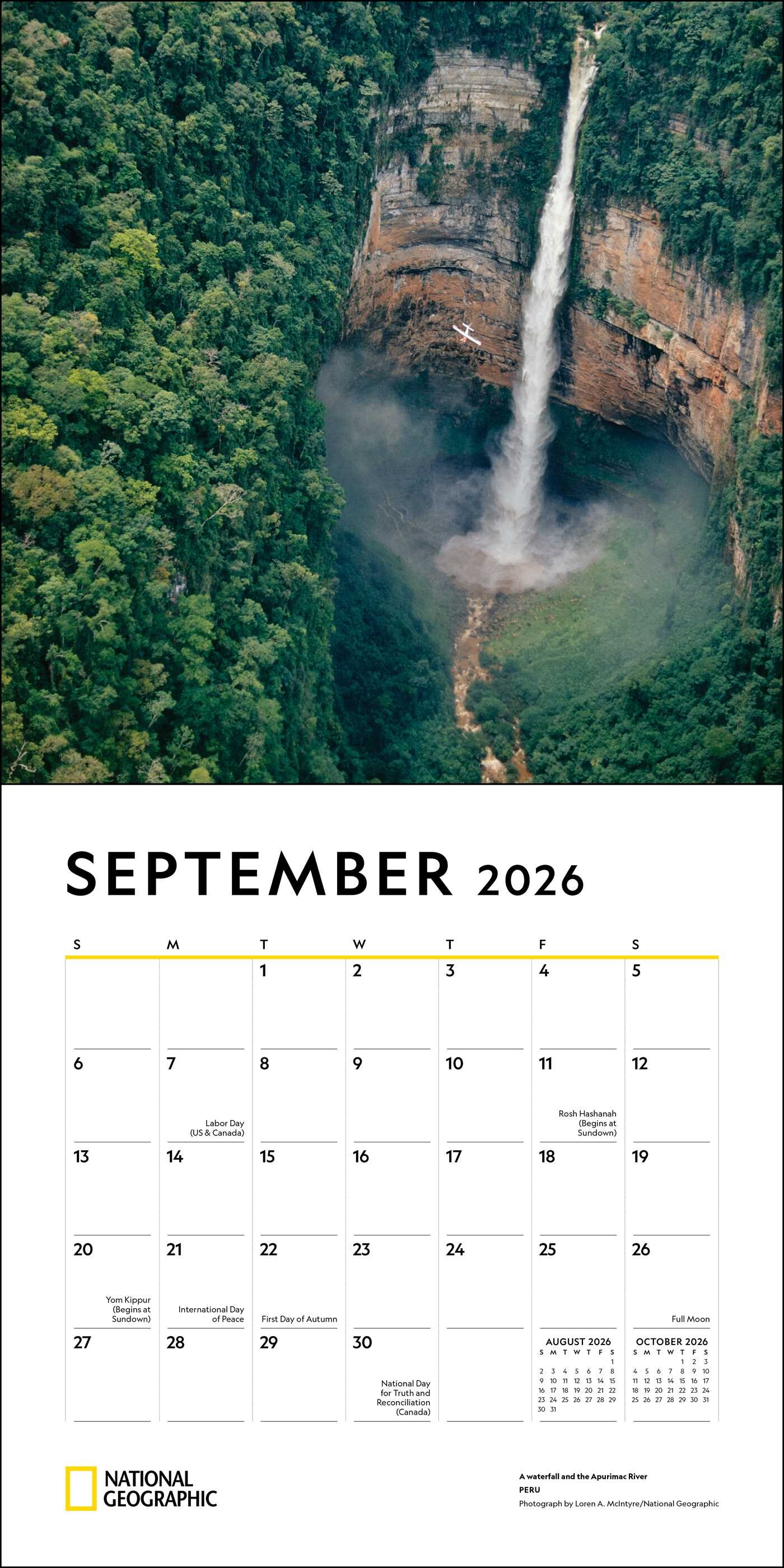 National Geographic Most Beautiful Places 2026 Wall Calendar Book