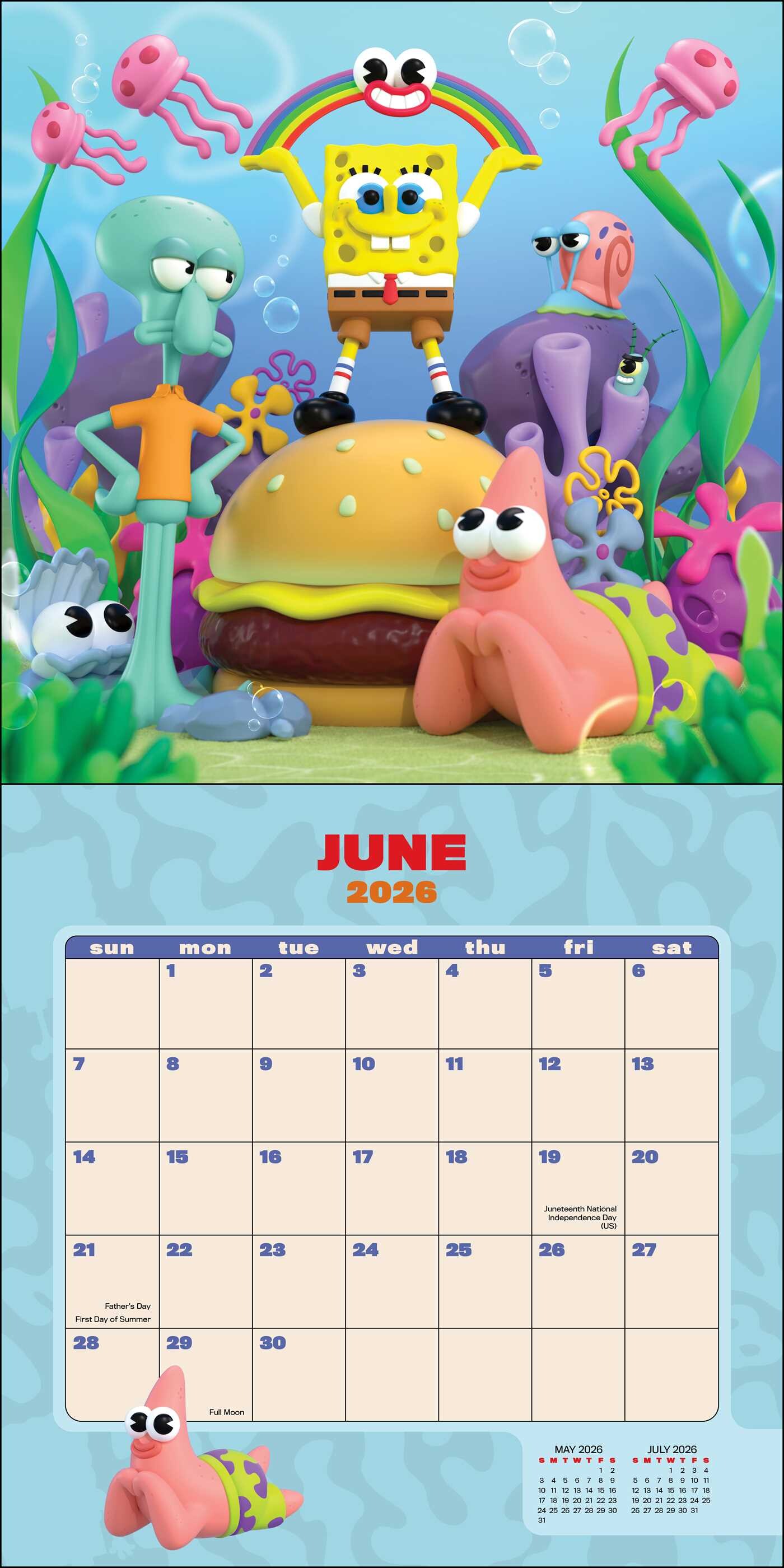 SpongeBob SquarePants 2026 Wall Calendar (Includes Stickers) Book