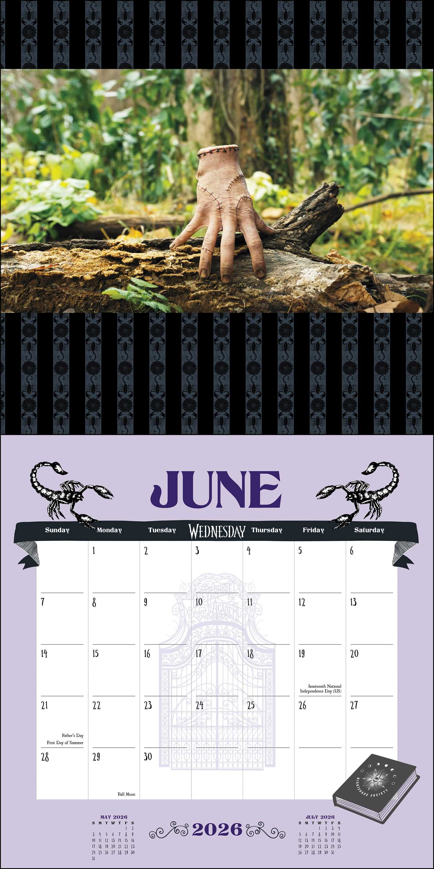 Wednesday 2026 wall calendar book summary video official