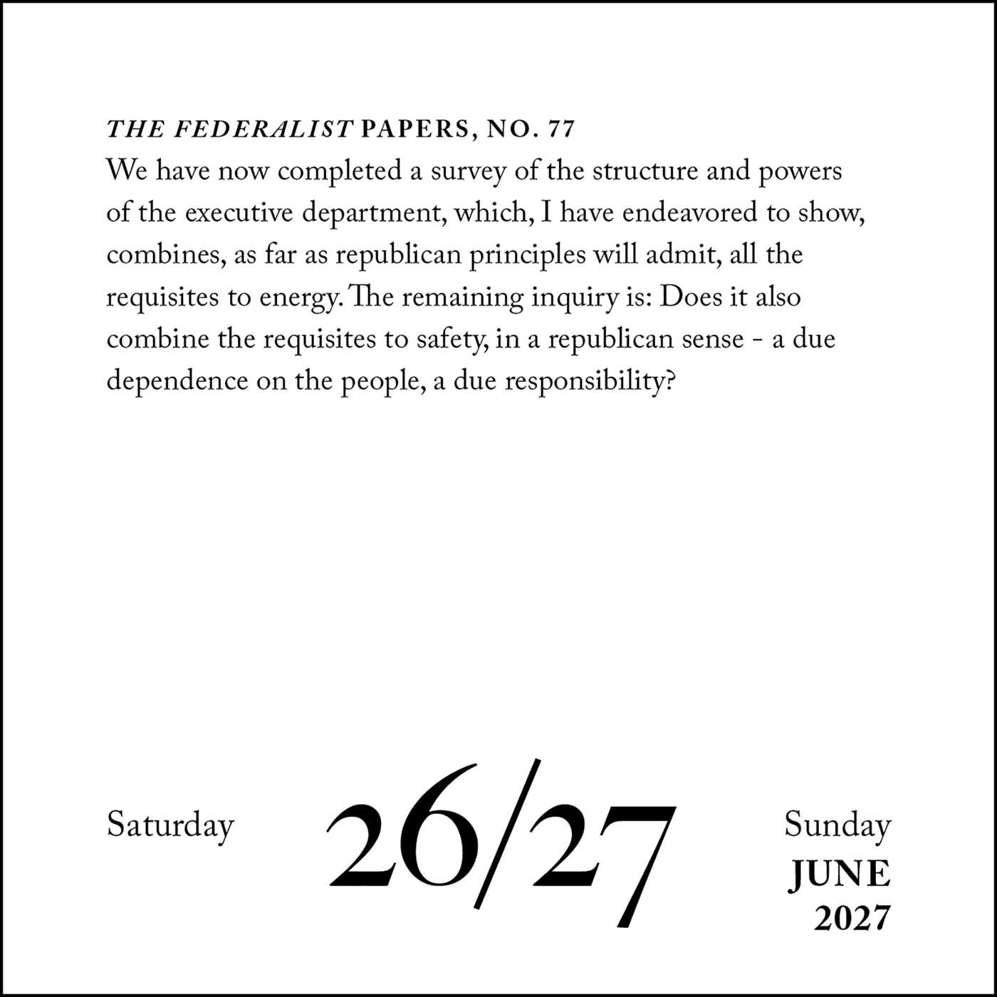 Hamilton 2027 Day-to-Day Calendar