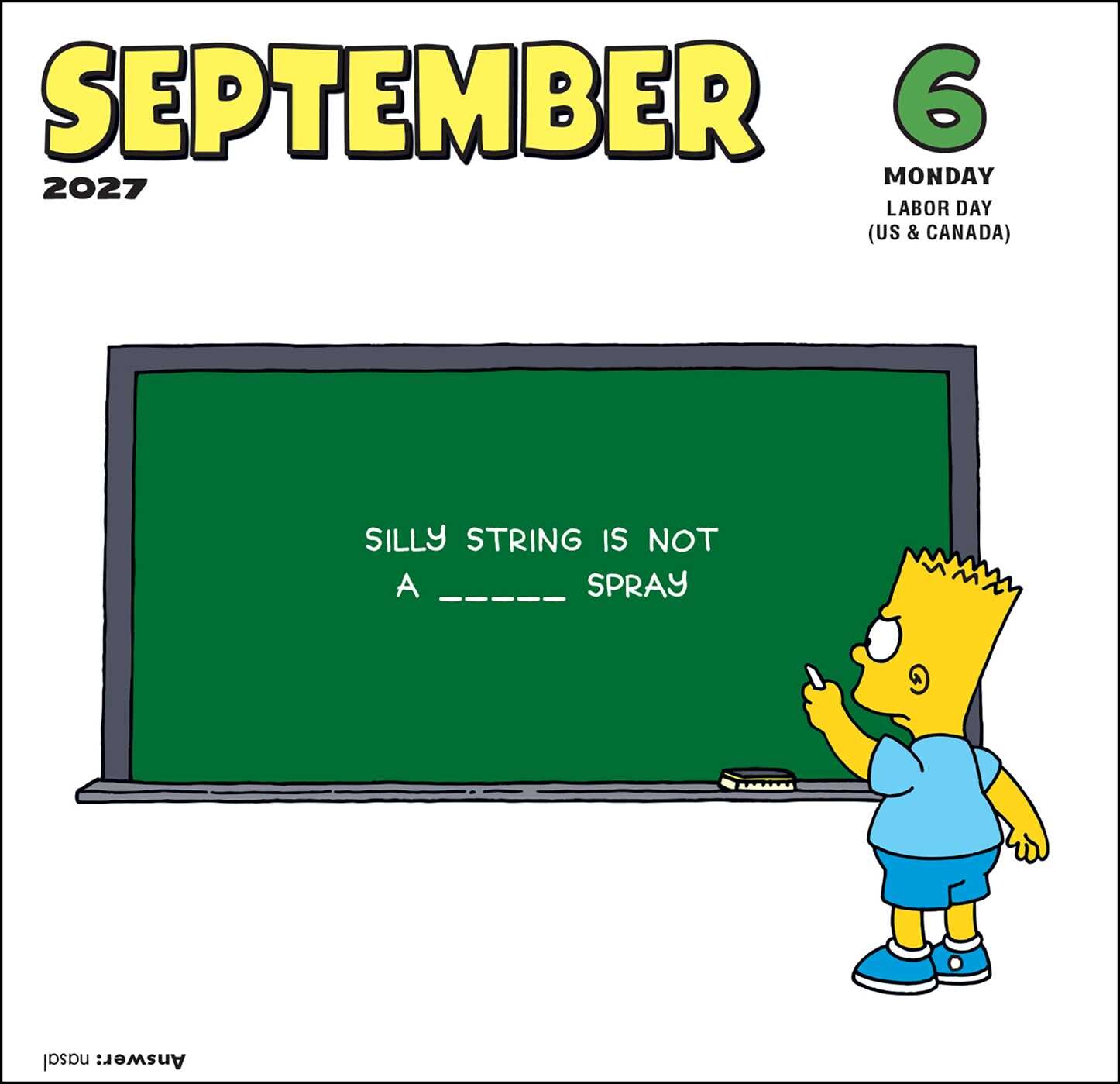 Simpsons 2027 Day-to-Day Calendar