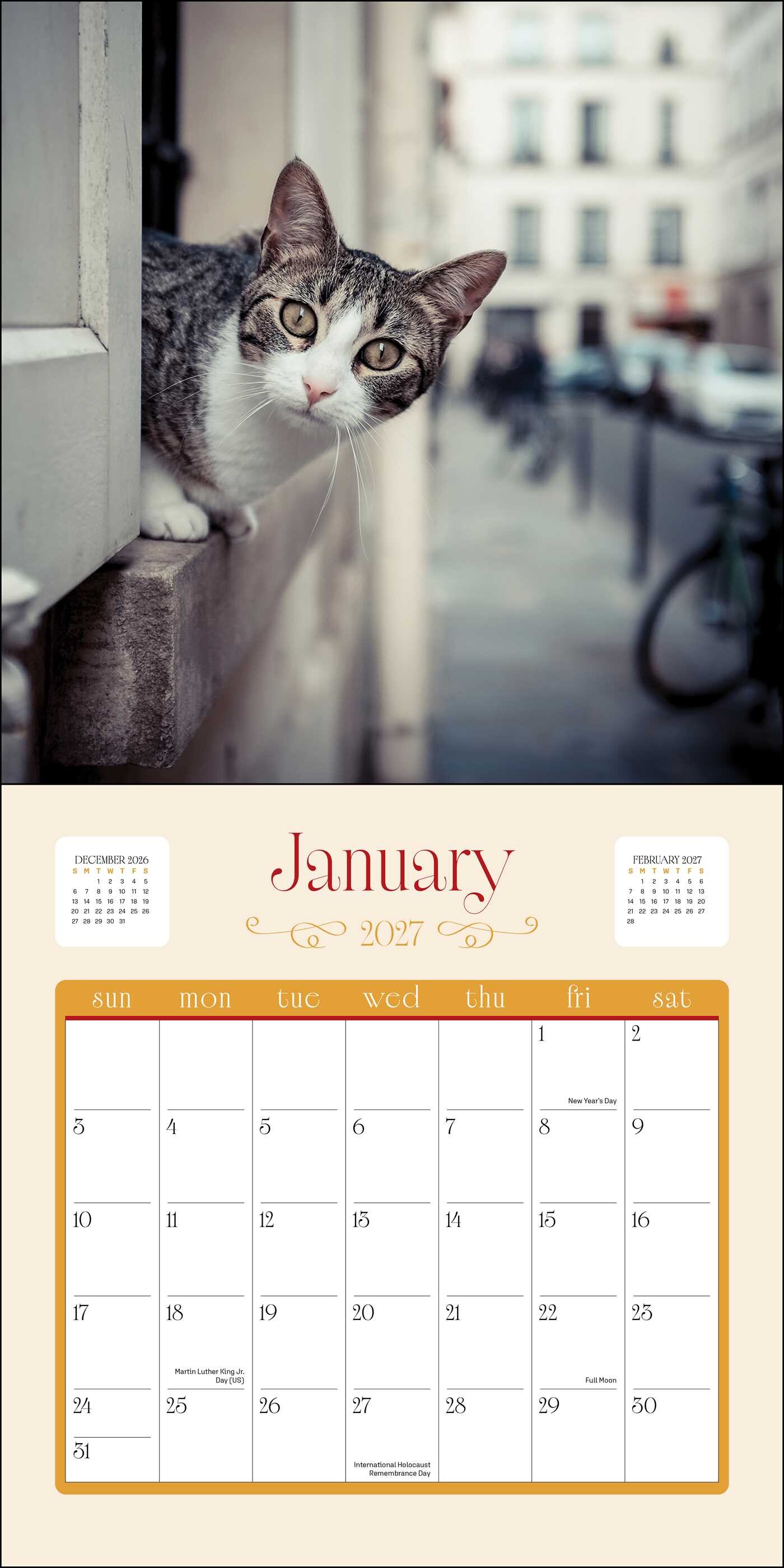 Cats in Paris 2027 Wall Calendar