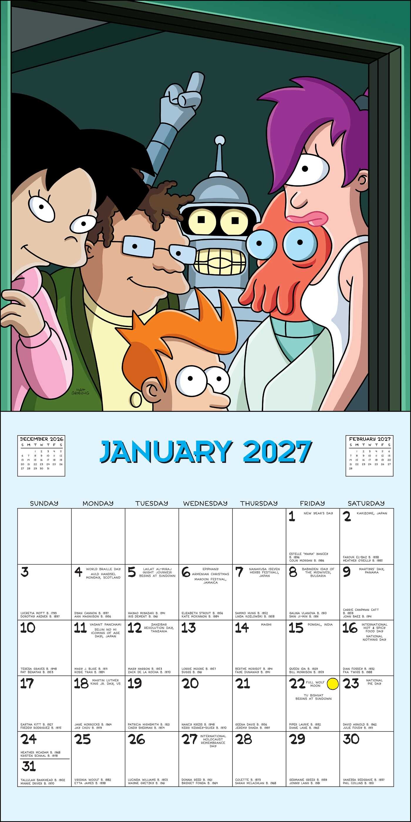 Futurama 2027 Wall Calendar