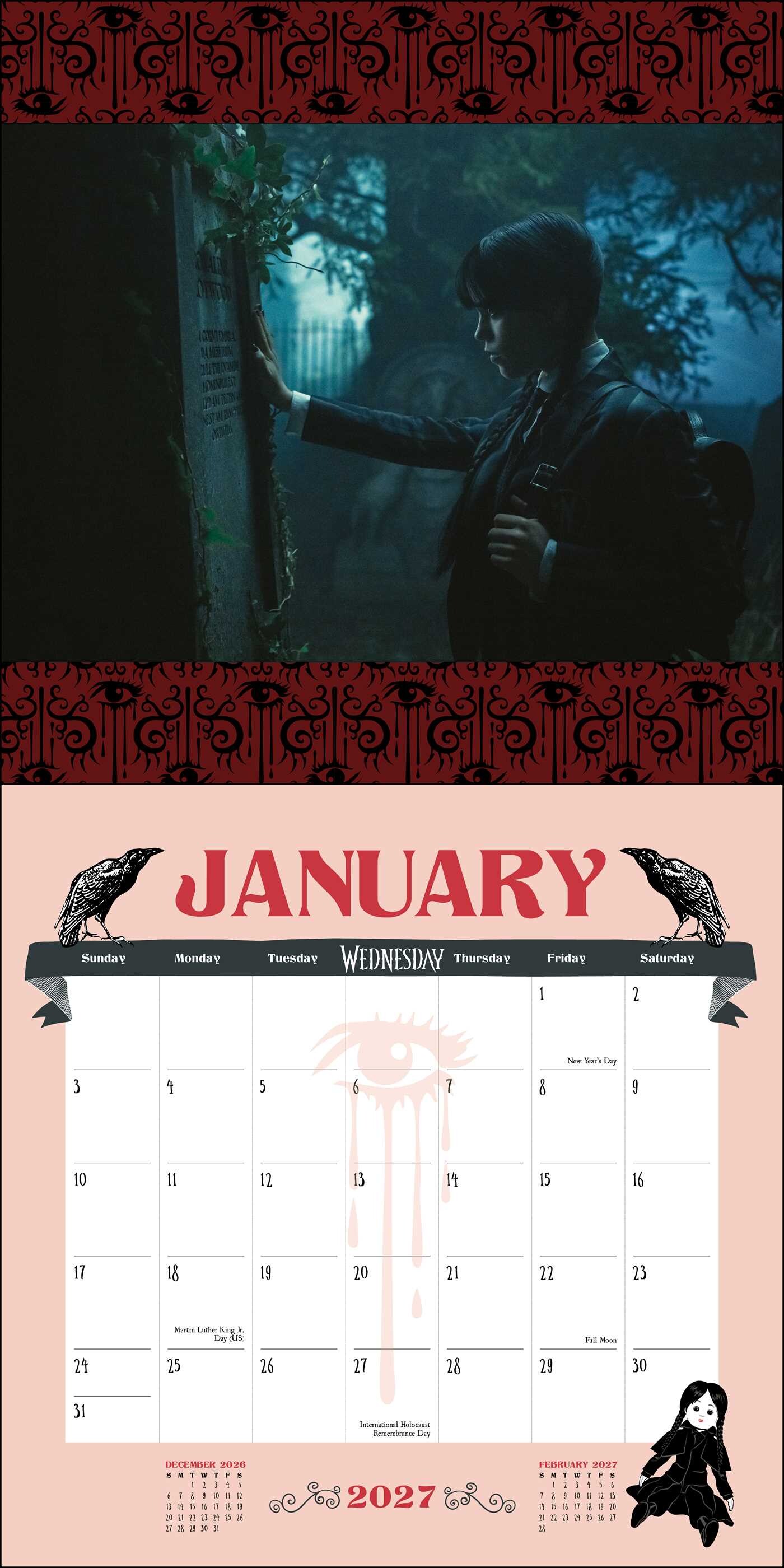 Wednesday 2027 Wall Calendar (Includes Stickers)