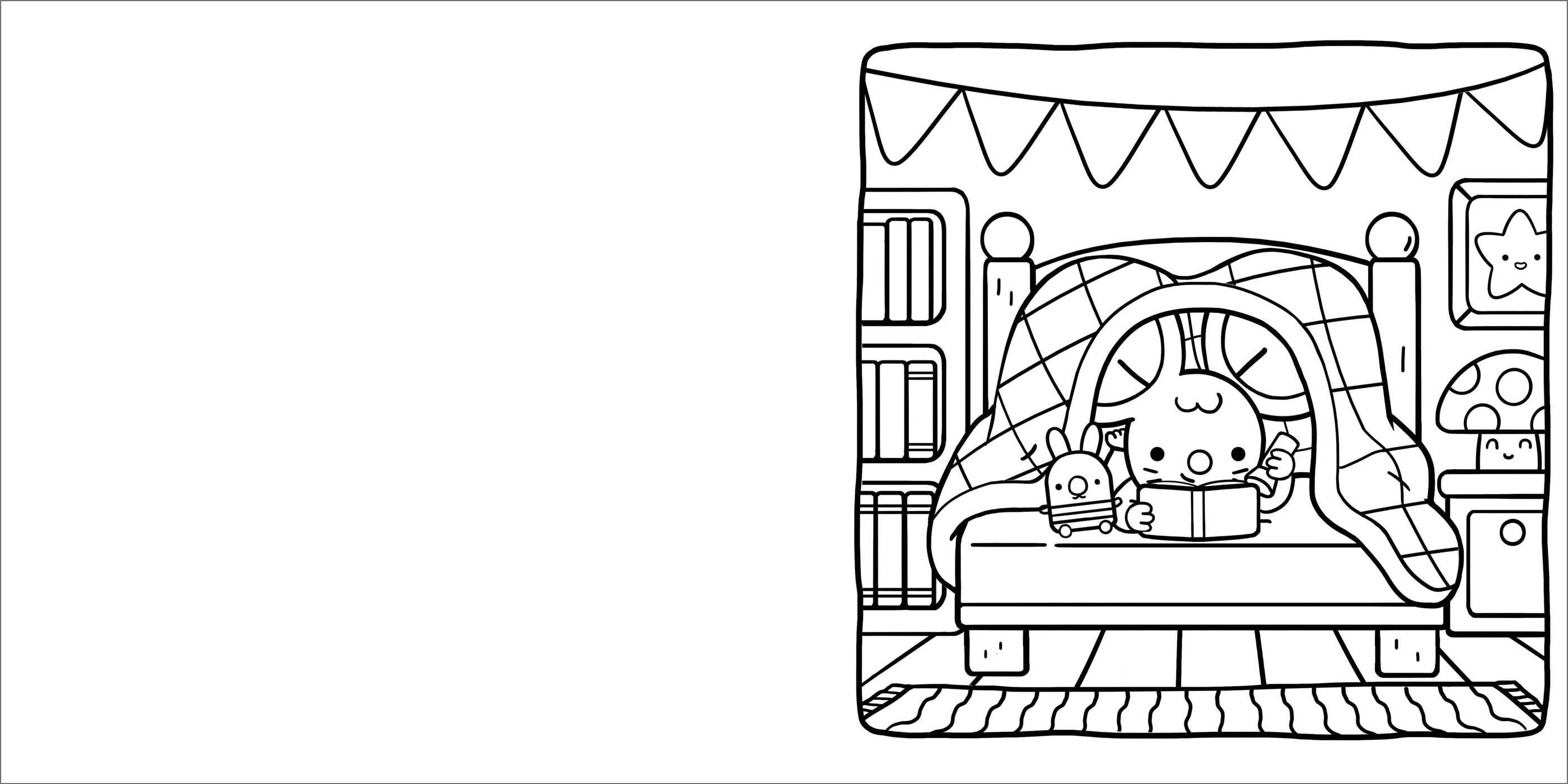Coloring Corner: Cozy Book Lovers
