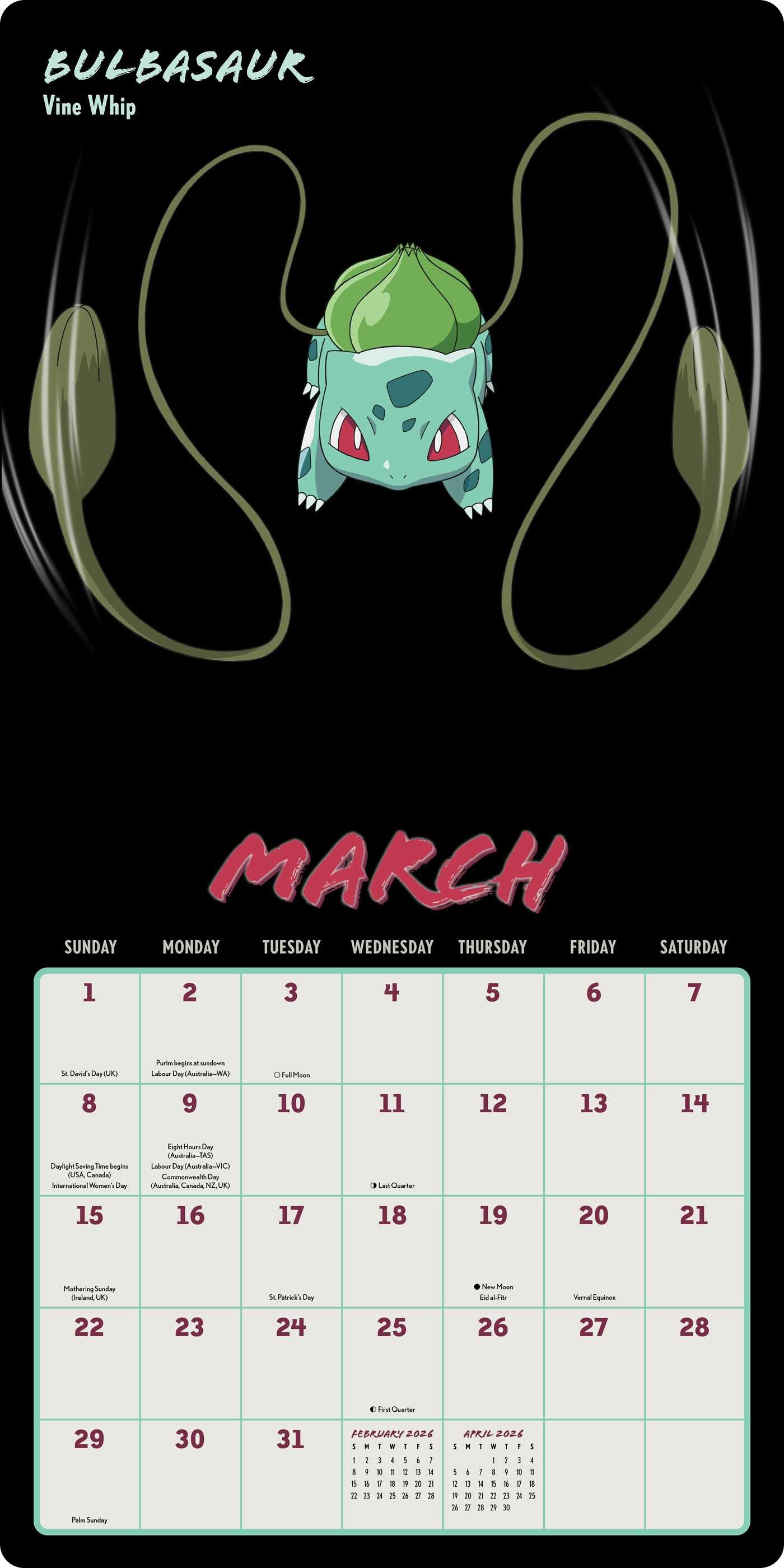 Pokémon Moves 2026 Wall Calendar Book Summary & Video Official