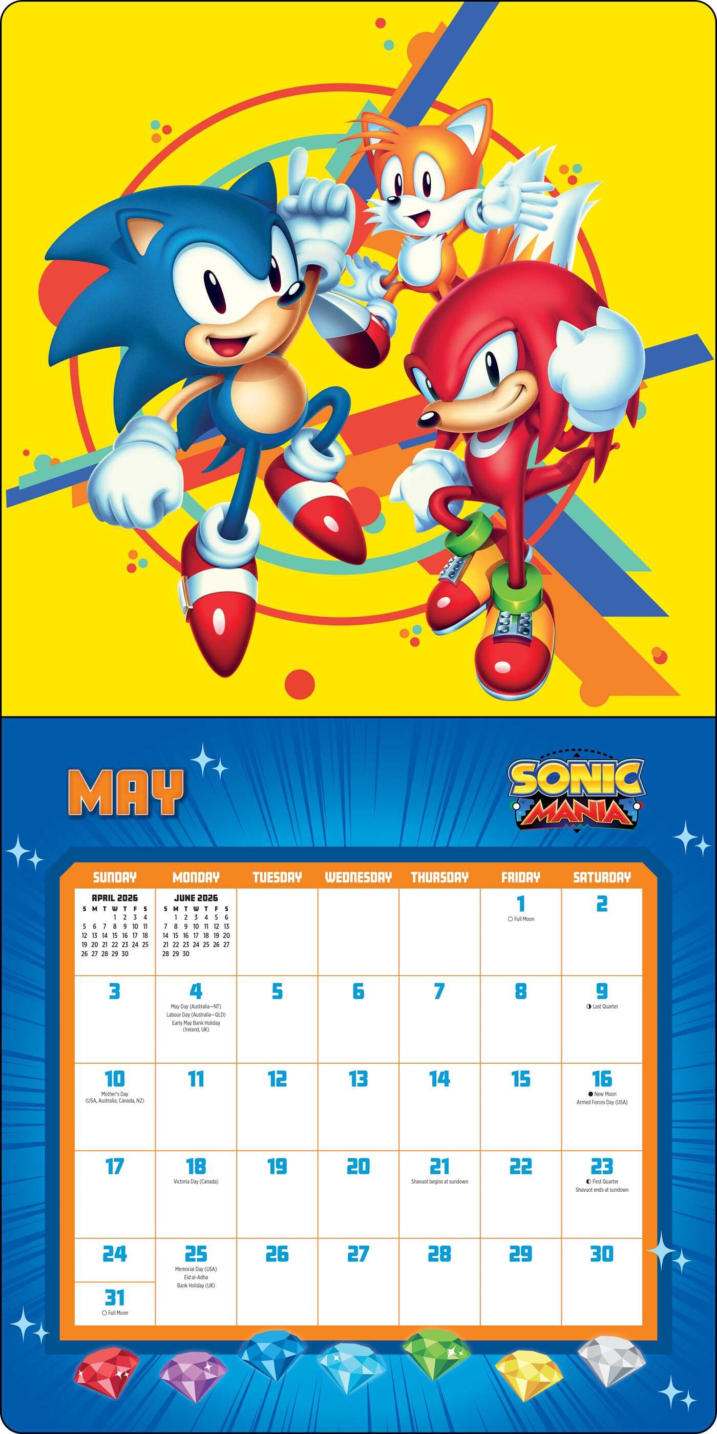 Sonic the Hedgehog 35th Anniversary 2026 Wall Calendar with 4 Bonus