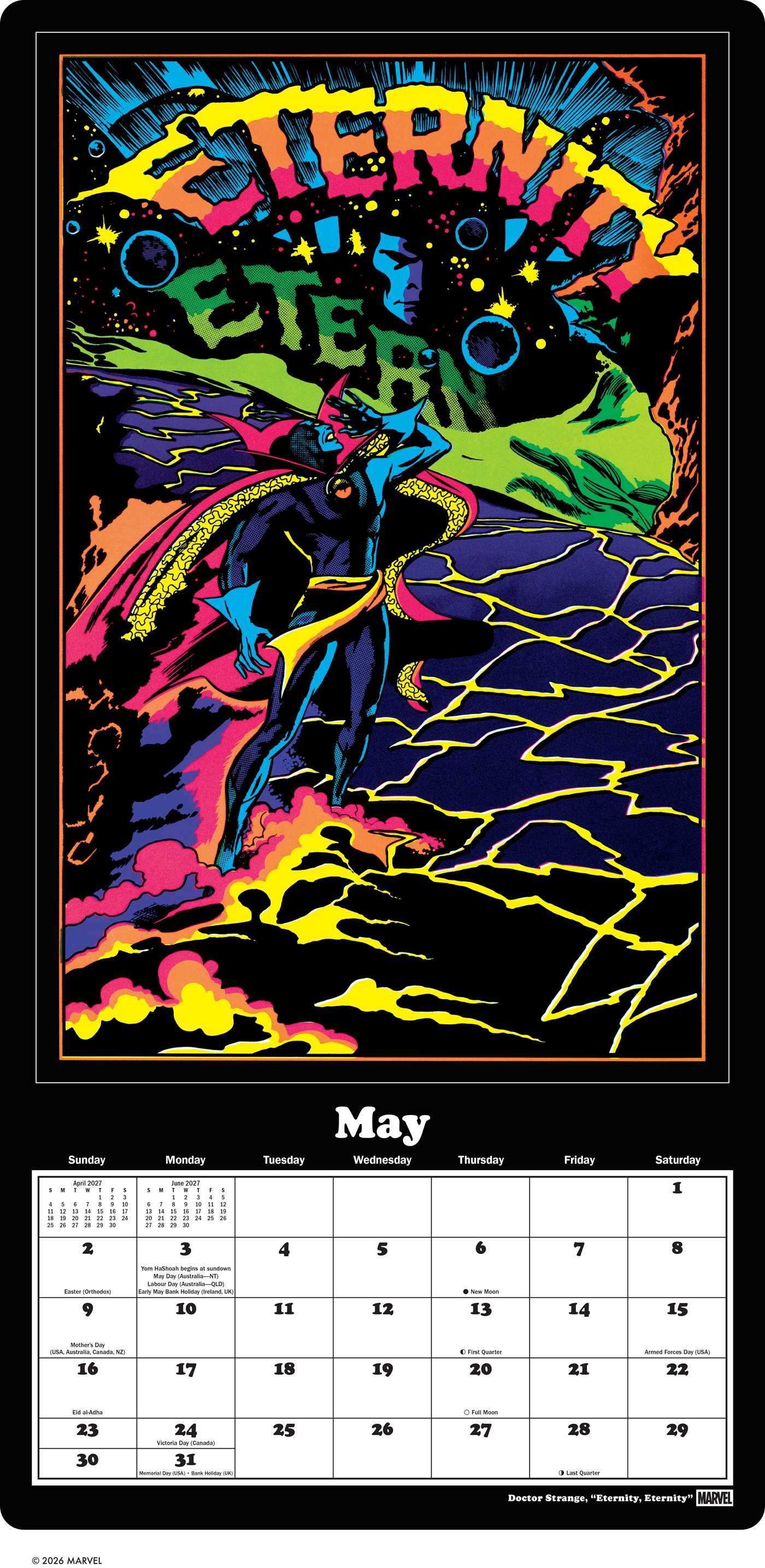 Marvel Classic Black Light Posters 2027 Wall Calendar: 12 Original Images from 1
