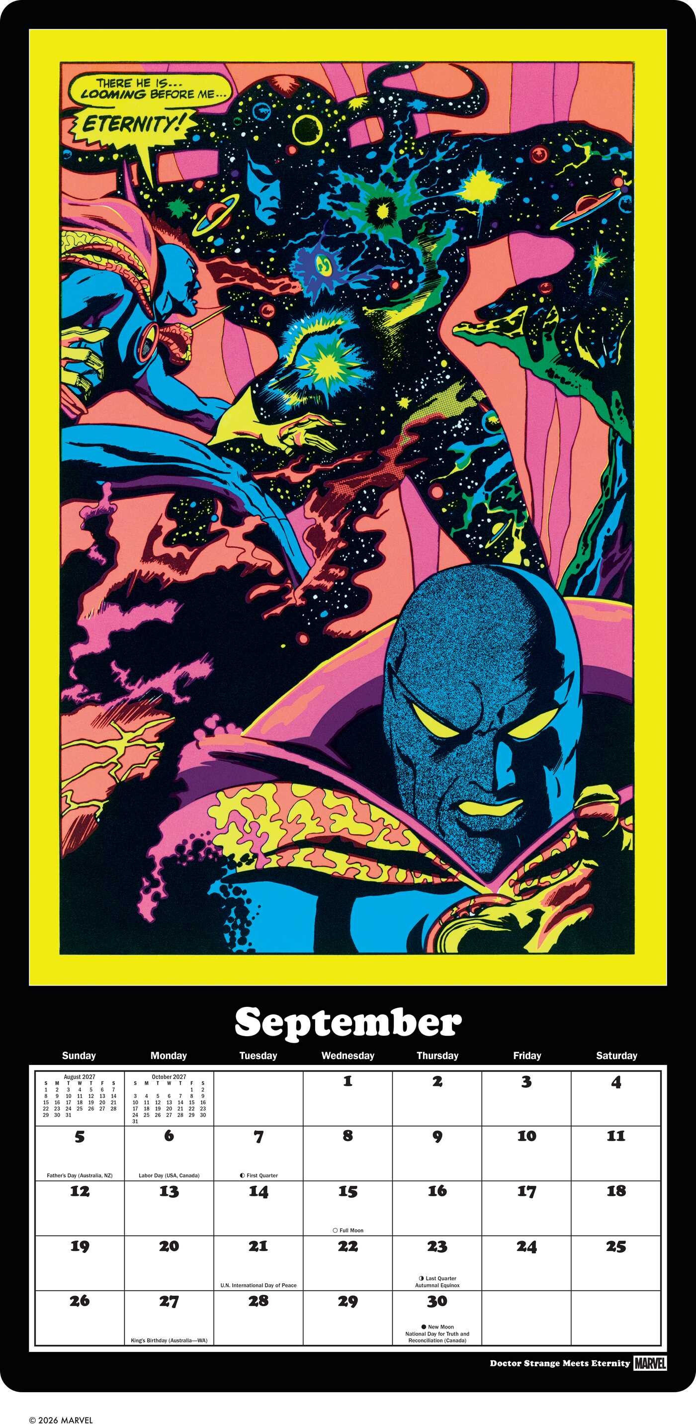 Marvel Classic Black Light Posters 2027 Wall Calendar: 12 Original Images from 1