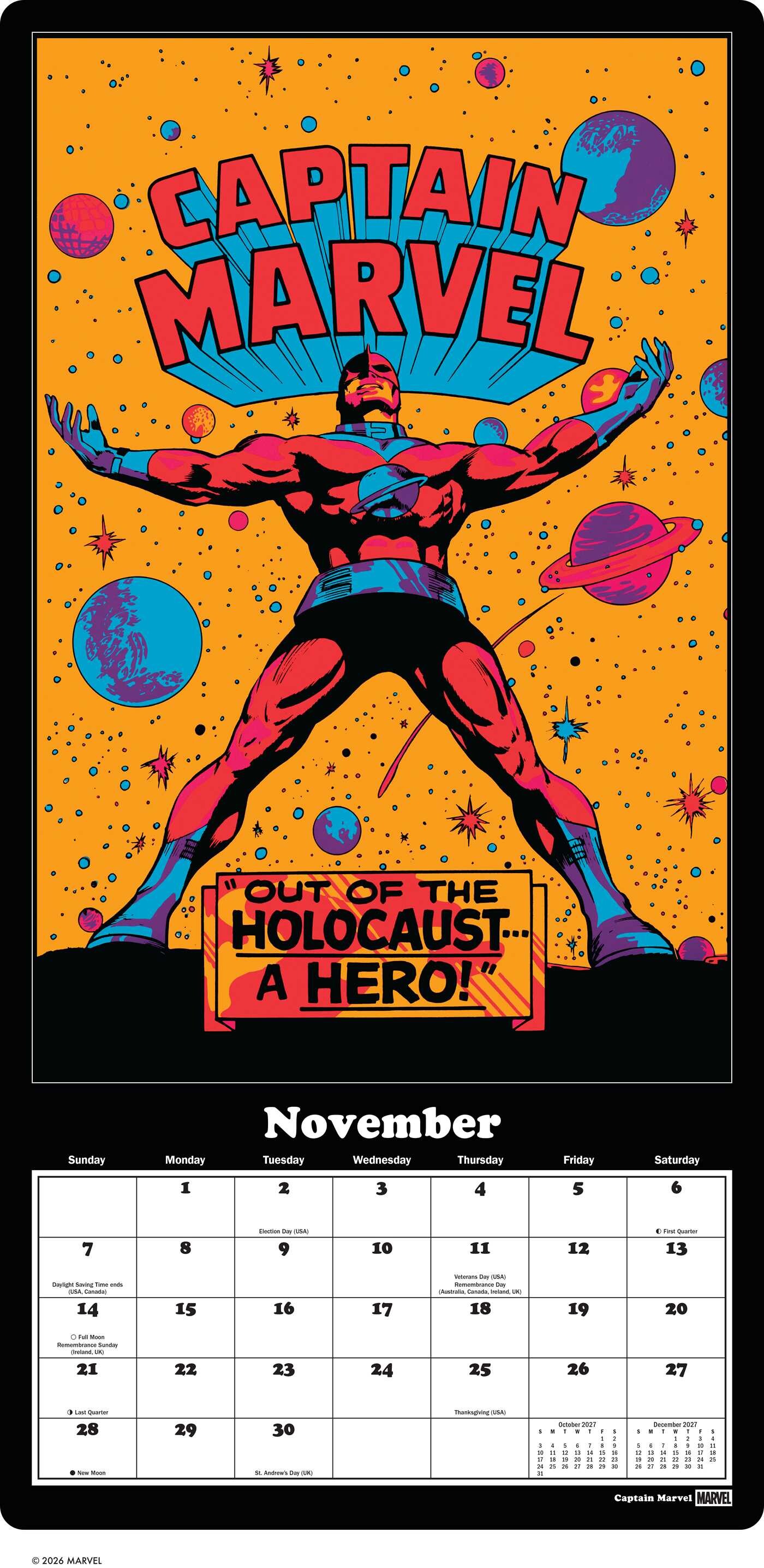 Marvel Classic Black Light Posters 2027 Wall Calendar: 12 Original Images from 1