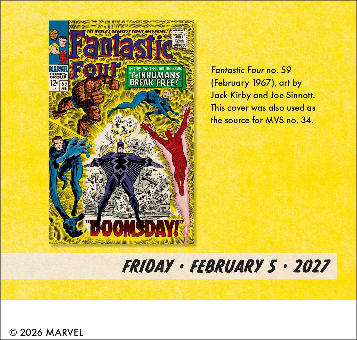 Marvel Value Stamps 2027 Day-to-Day Calendar