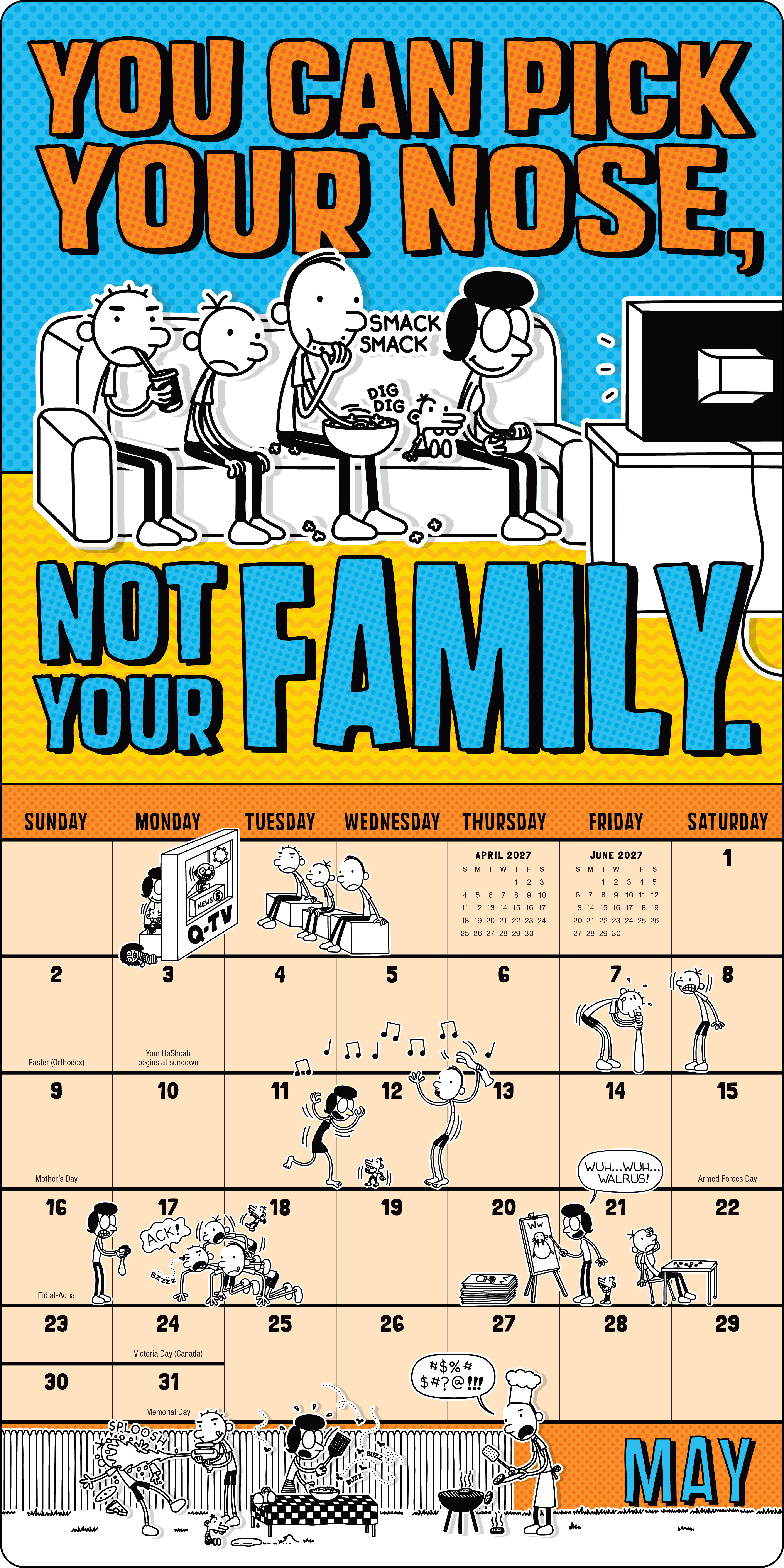 Wimpy Kid 2027 Wall Calendar with 50 Bonus Stickers