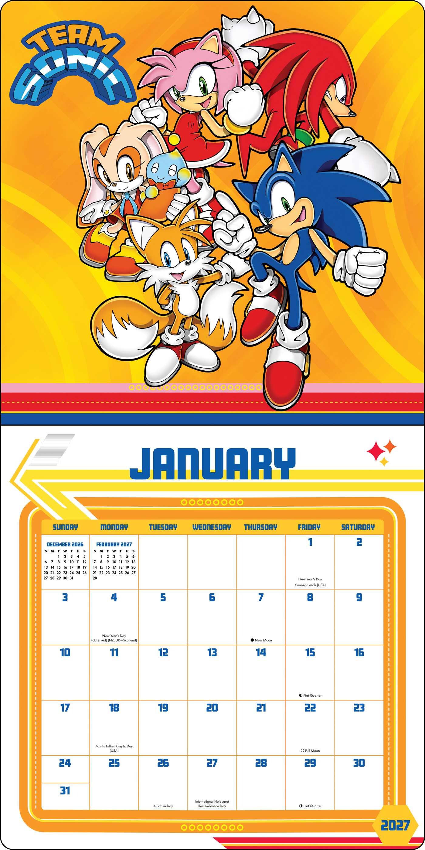 Sonic the Hedgehog 2027 Wall Calendar