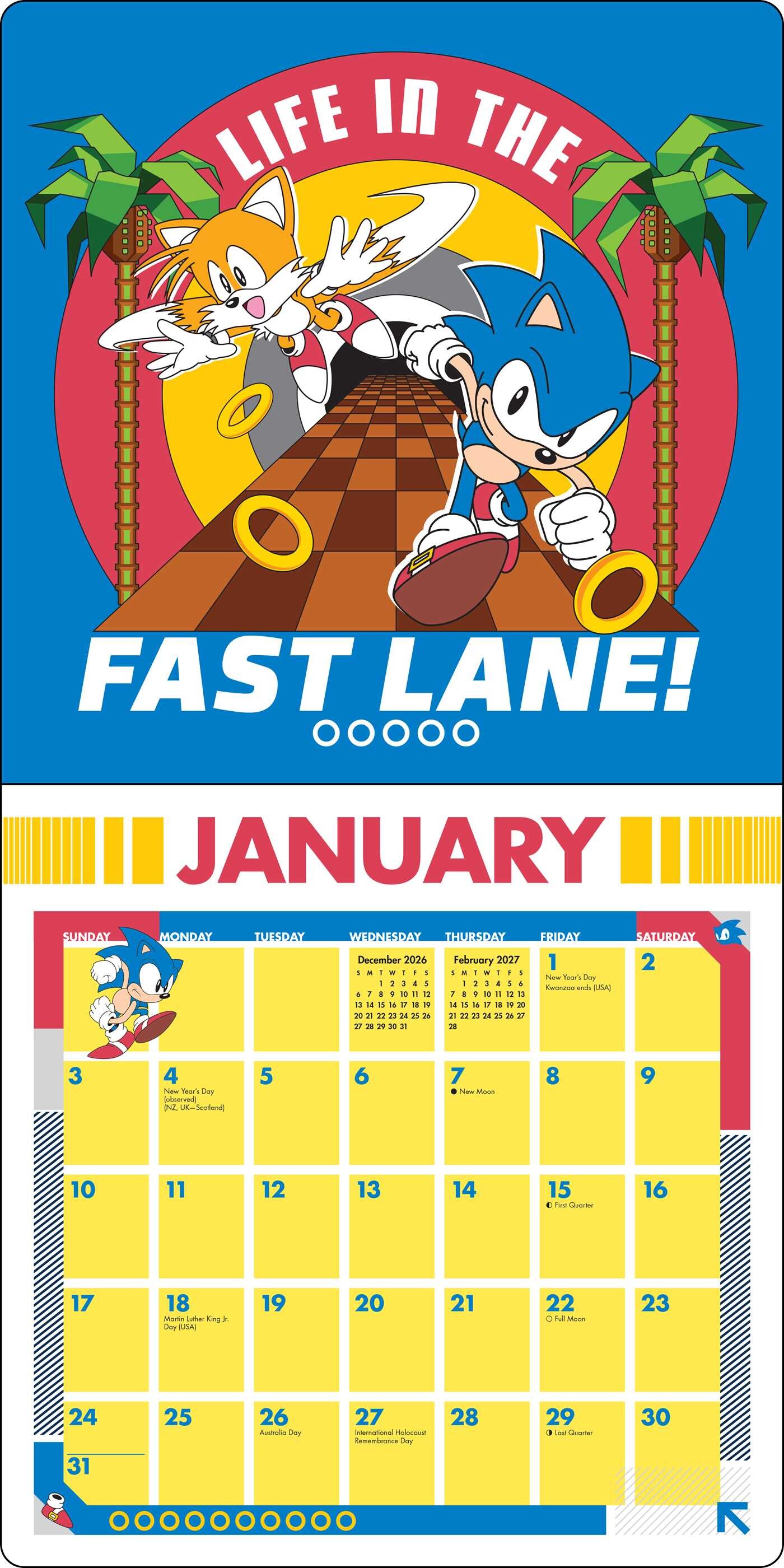 Sonic the Hedgehog Classic 2027 Wall Calendar with Bonus Stickers