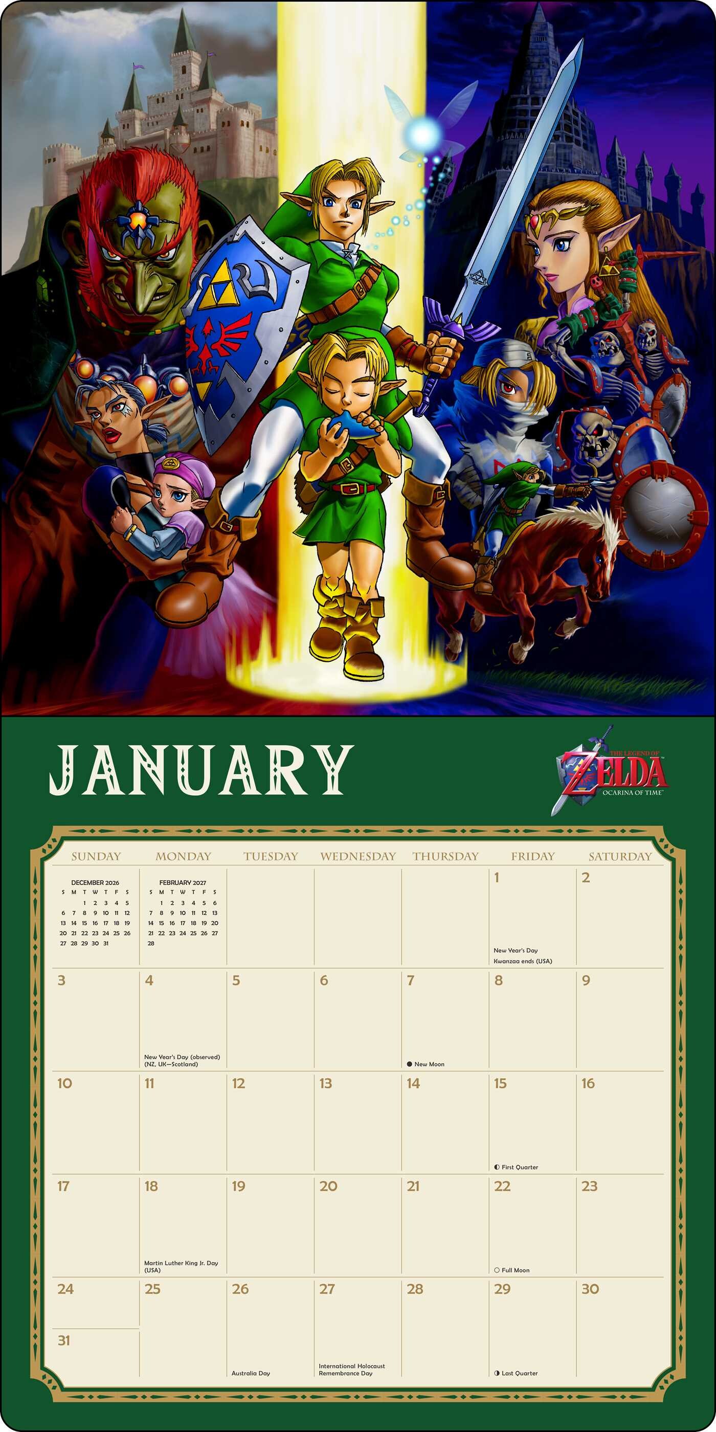 Legend of Zelda 2027 Wall Calendar