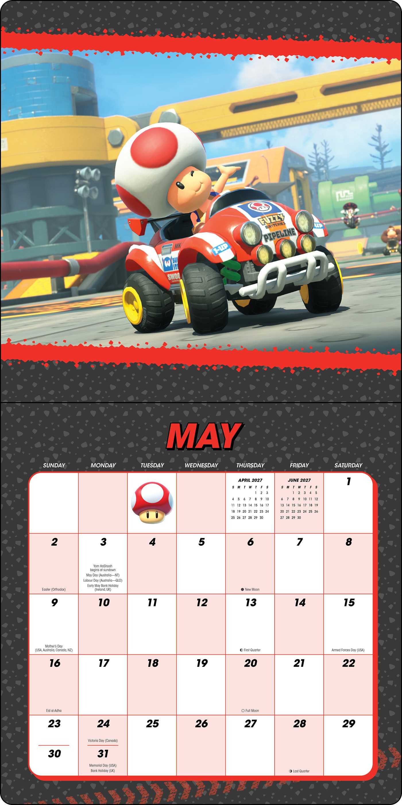 Mario Kart World 2027 Wall Calendar with Bonus Stickers
