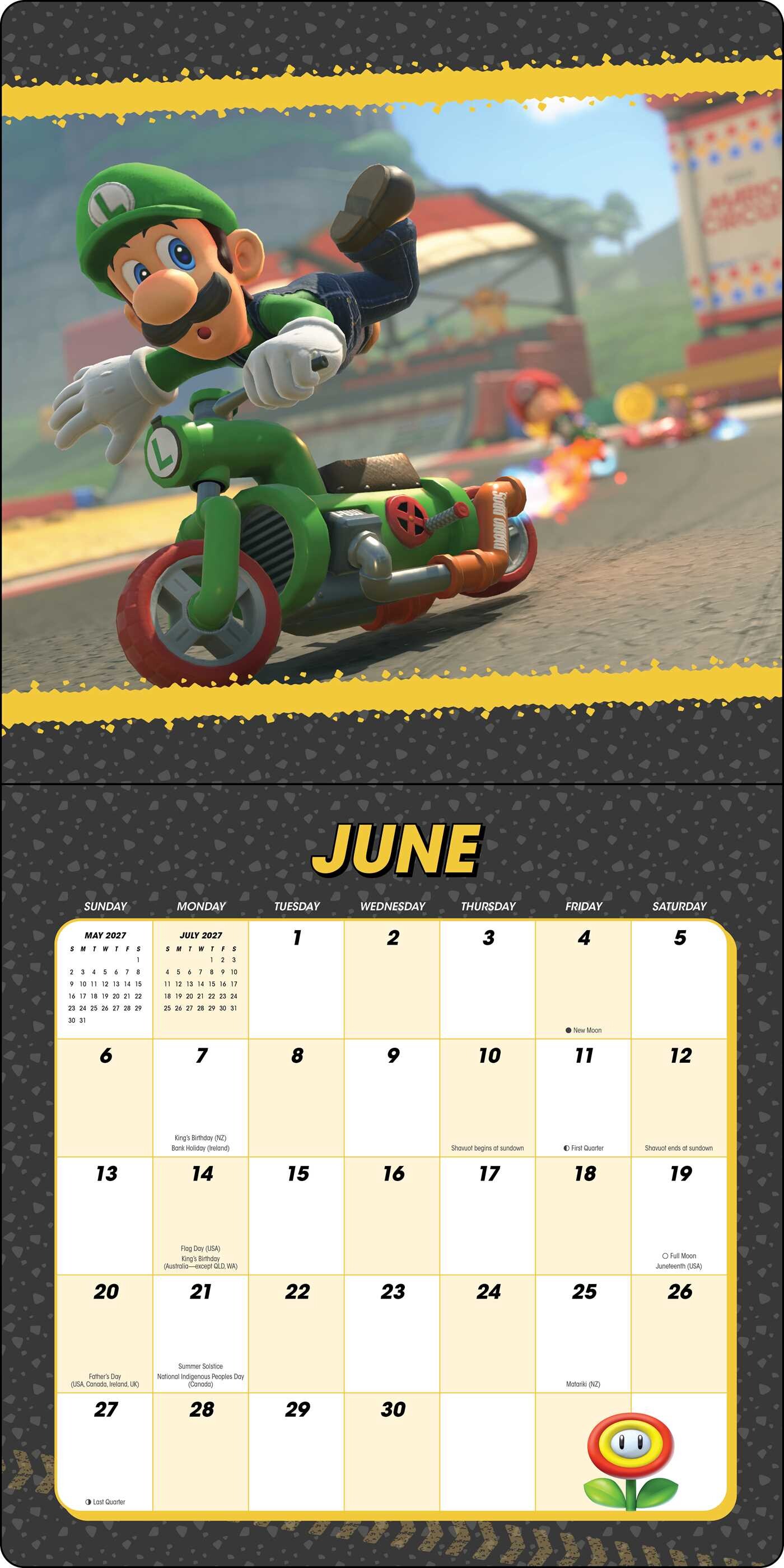 Mario Kart World 2027 Wall Calendar with Bonus Stickers