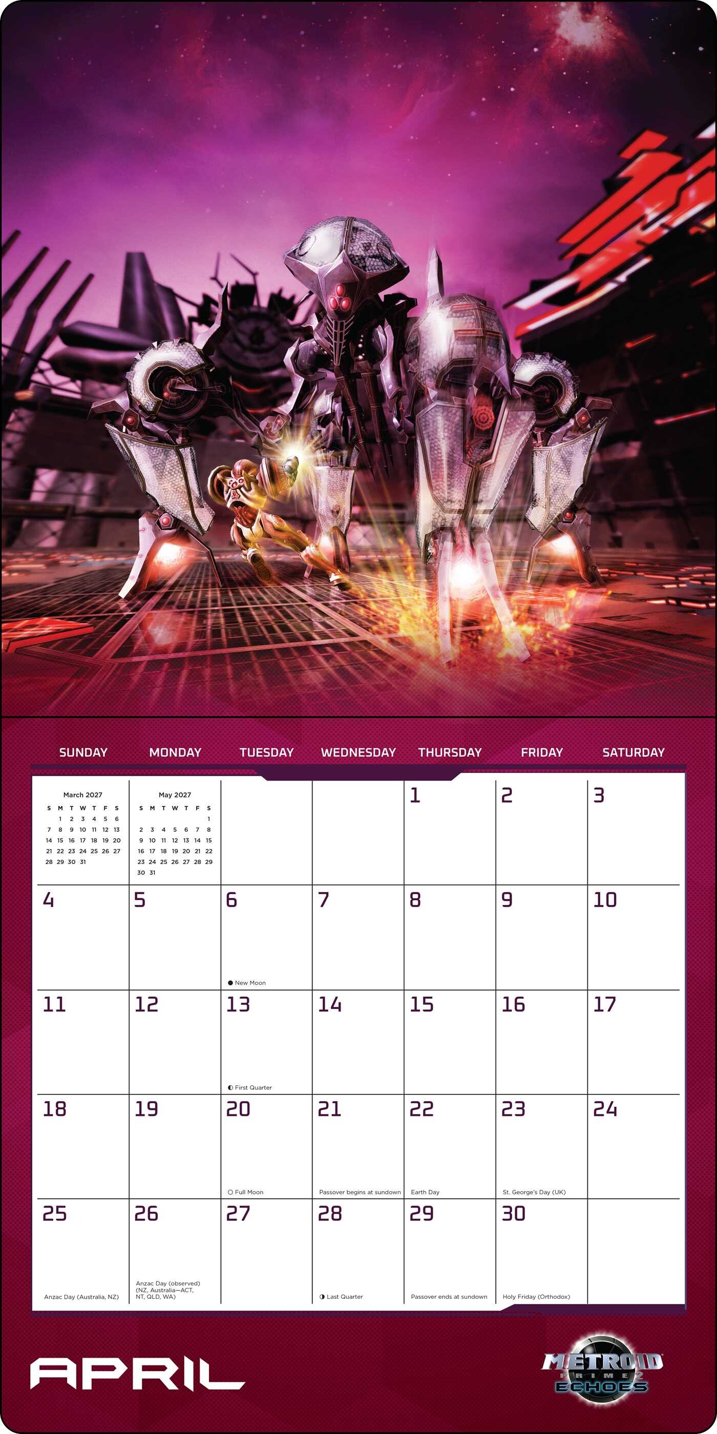 Metroid 2027 Wall Calendar