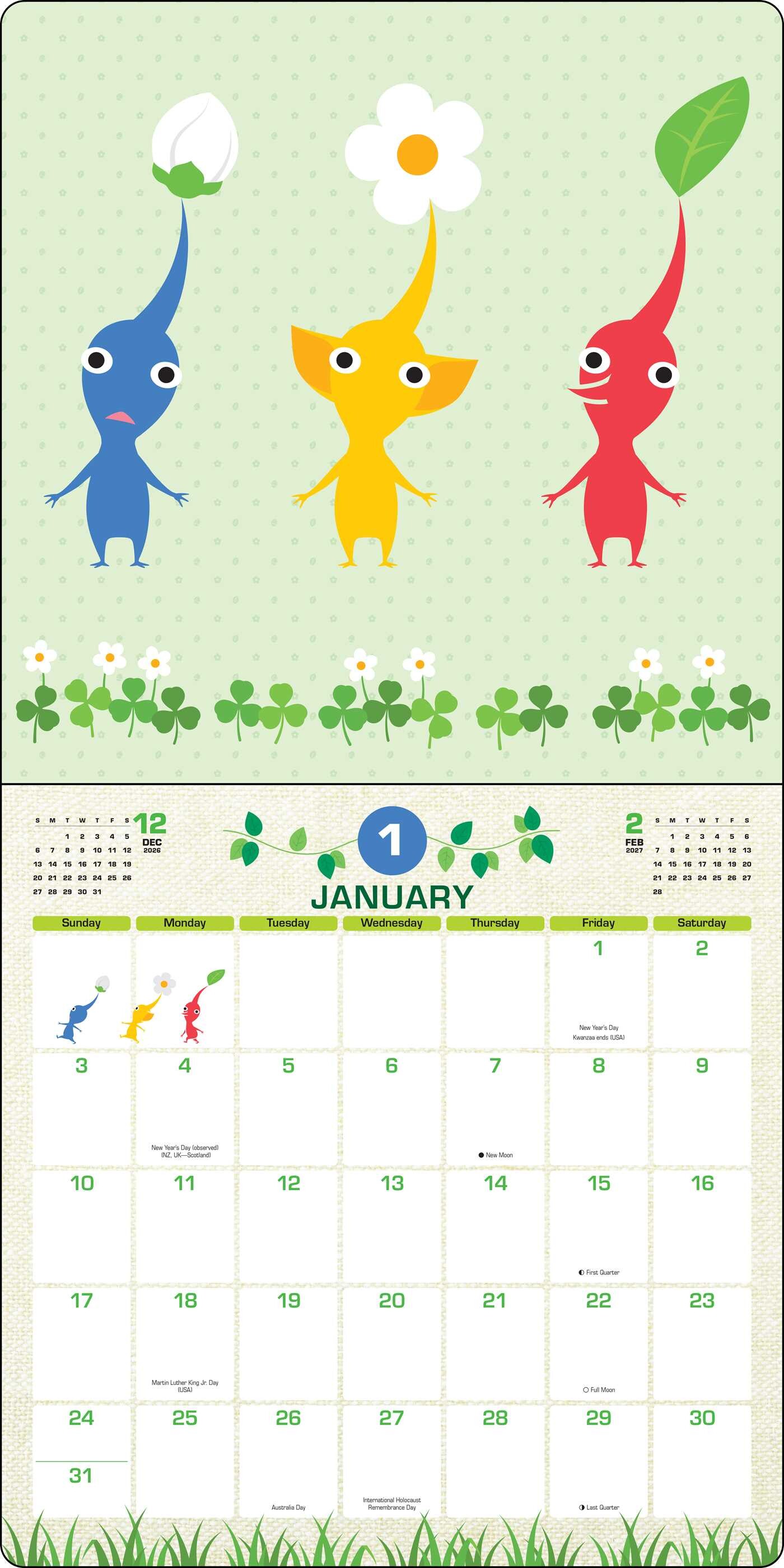 Pikmin 2027 Wall Calendar with Bonus Stickers