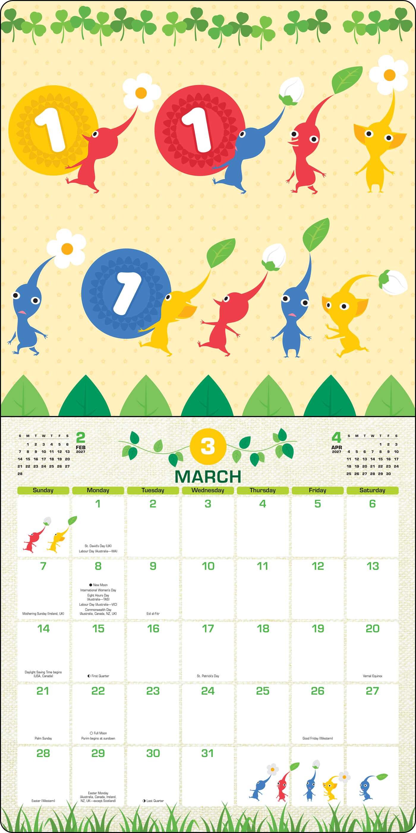 Pikmin 2027 Wall Calendar with Bonus Stickers