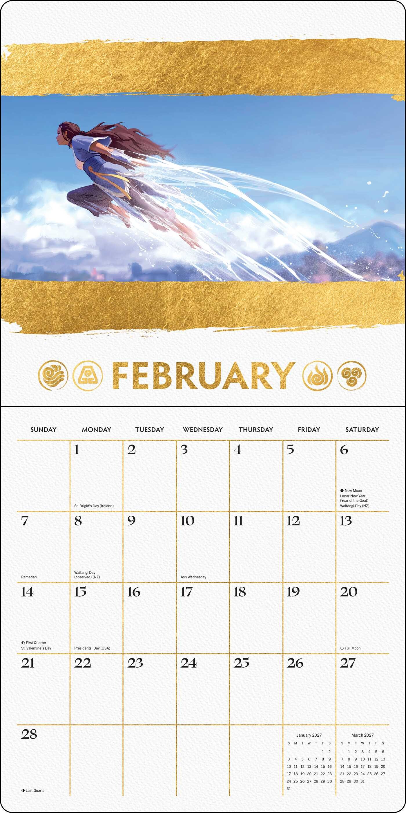 Avatar Aang: The Last Airbender 2027 Wall Calendar