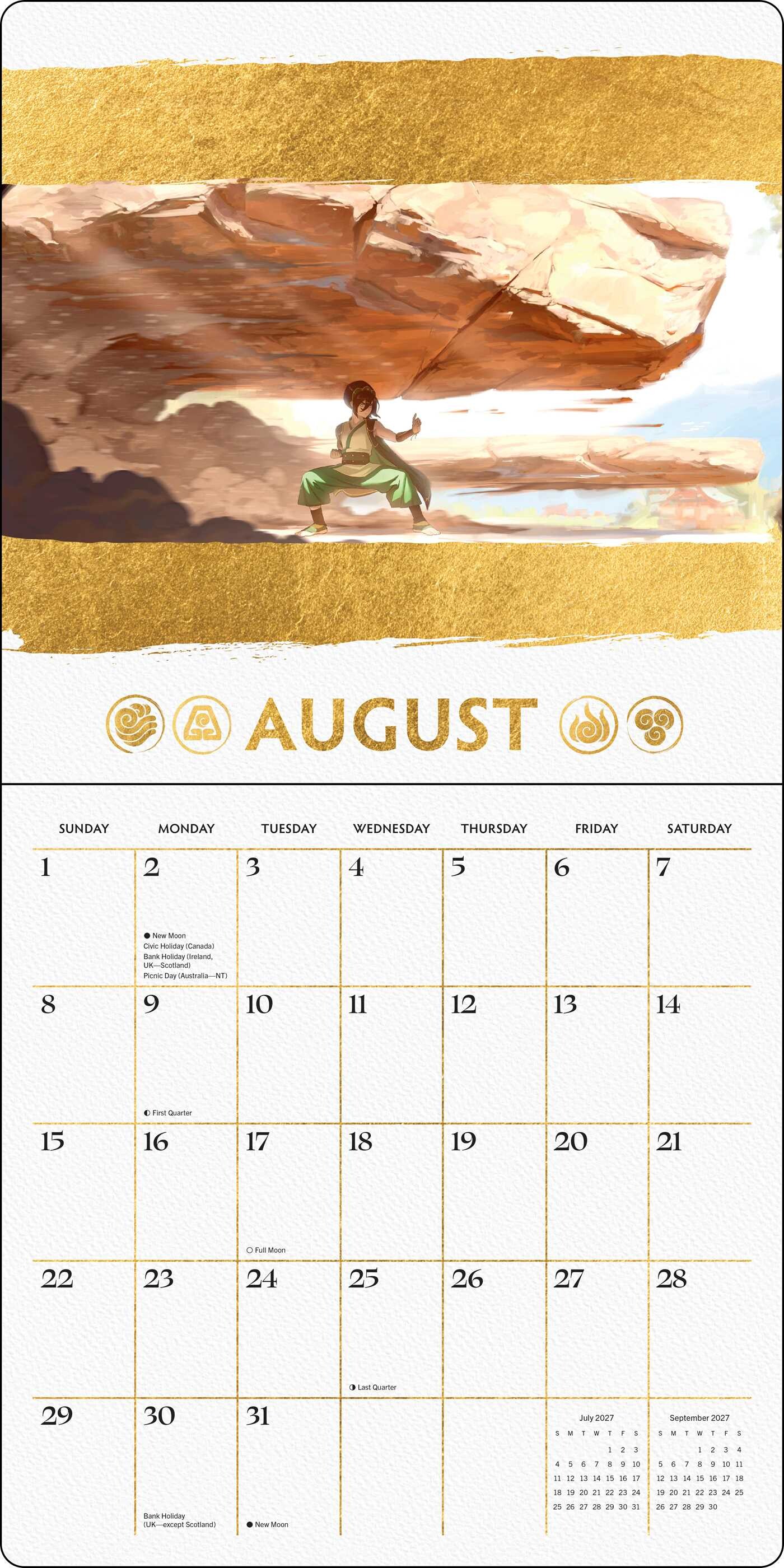 Avatar Aang: The Last Airbender 2027 Wall Calendar