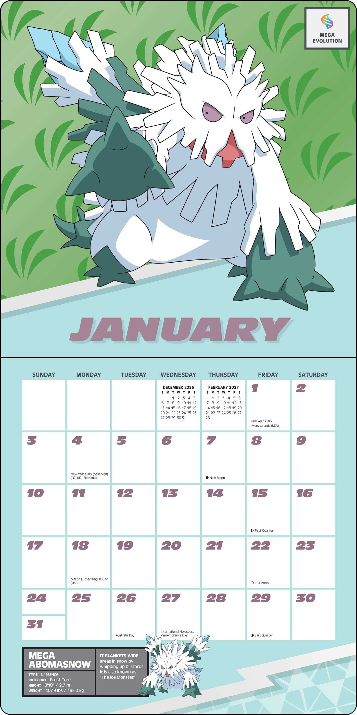 Pokémon 2027 Wall Calendar