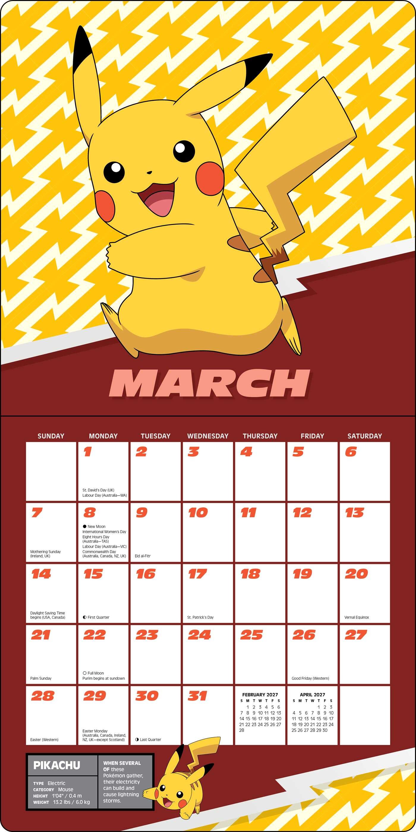 Pokémon 2027 Wall Calendar
