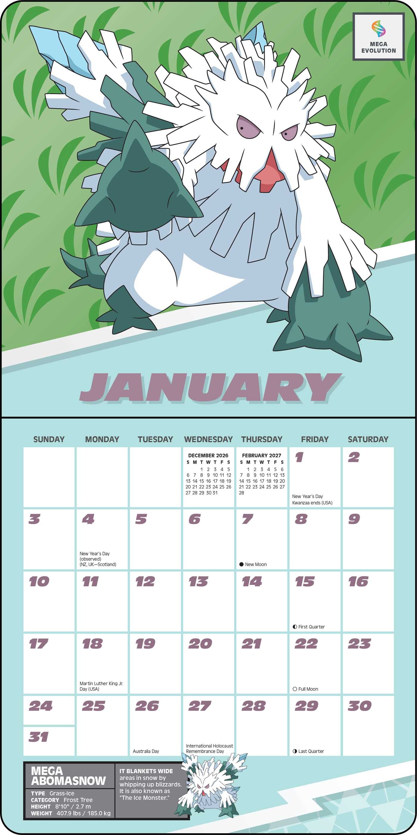 Pokémon 2027 Mini Wall Calendar