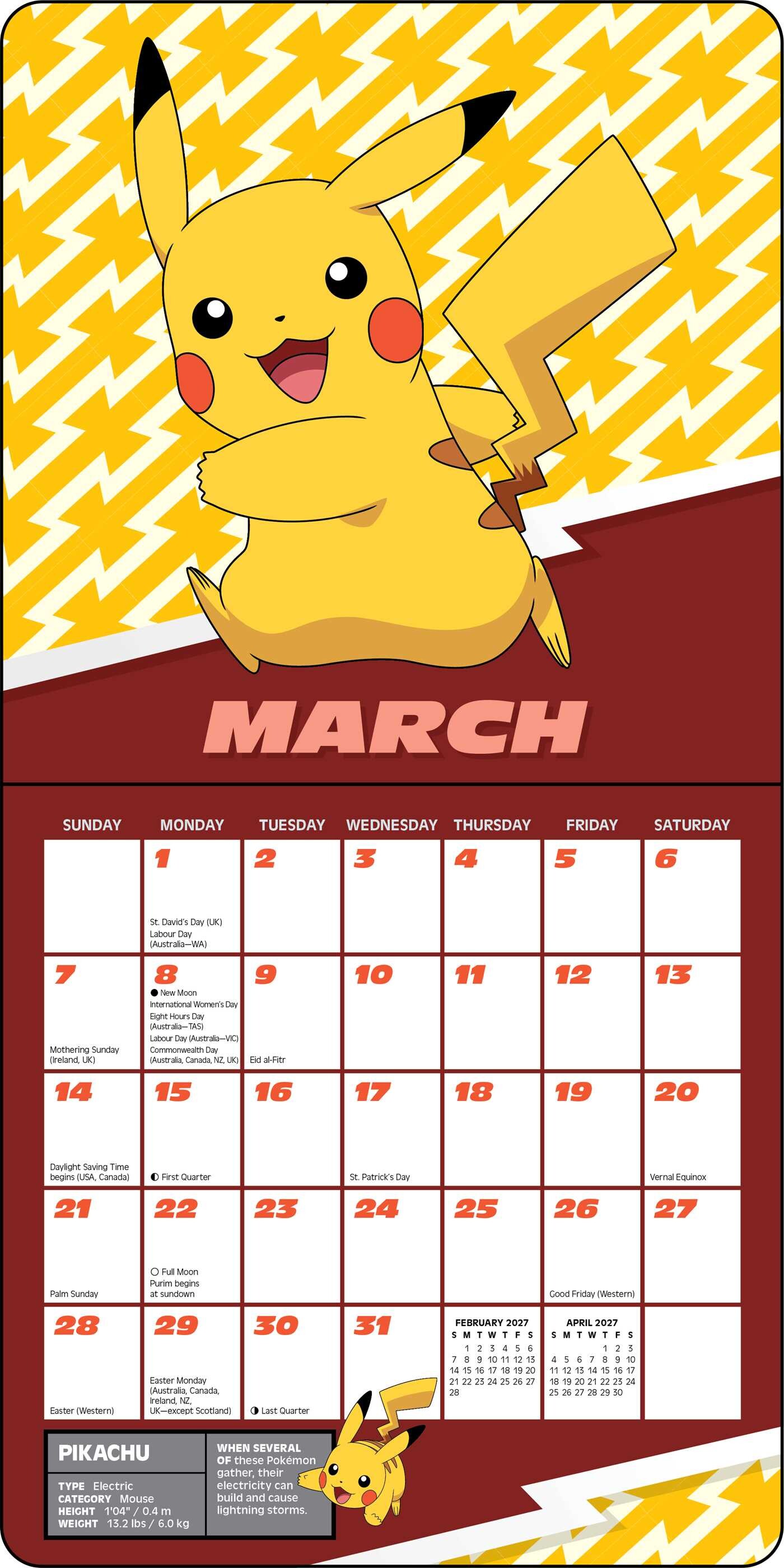 Pokémon 2027 Mini Wall Calendar