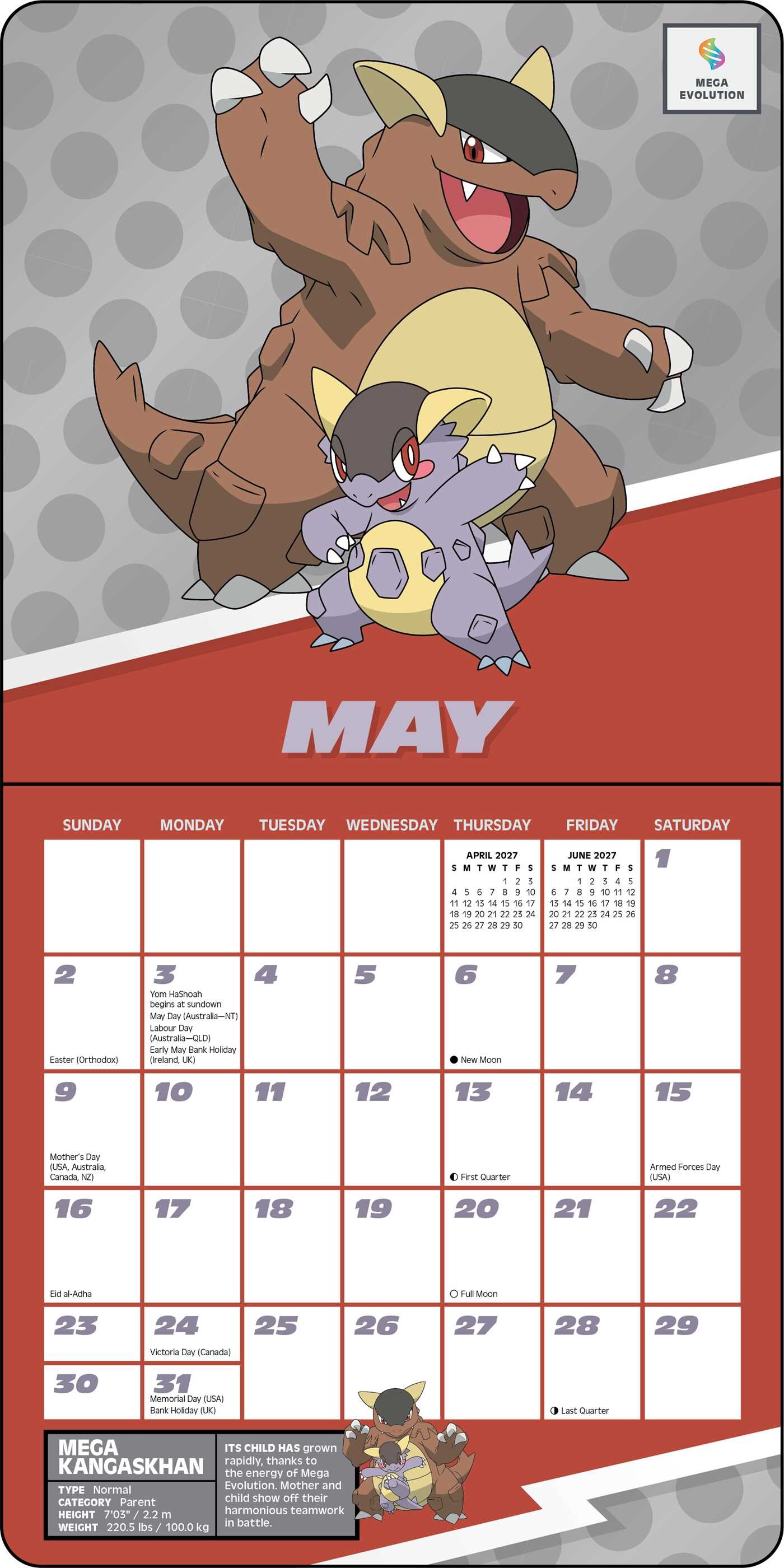 Pokémon 2027 Mini Wall Calendar