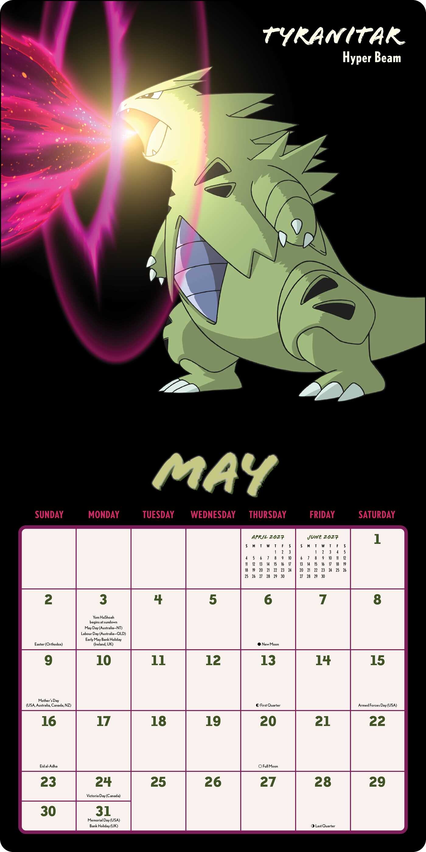 Pokémon Moves 2027 Wall Calendar