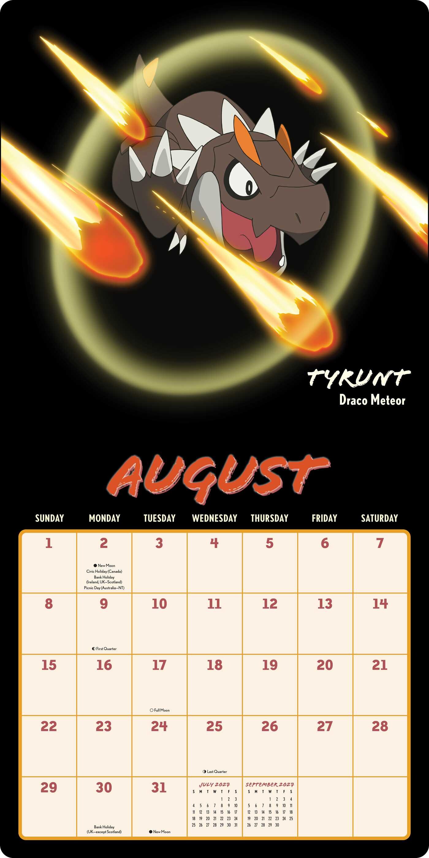 Pokémon Moves 2027 Wall Calendar
