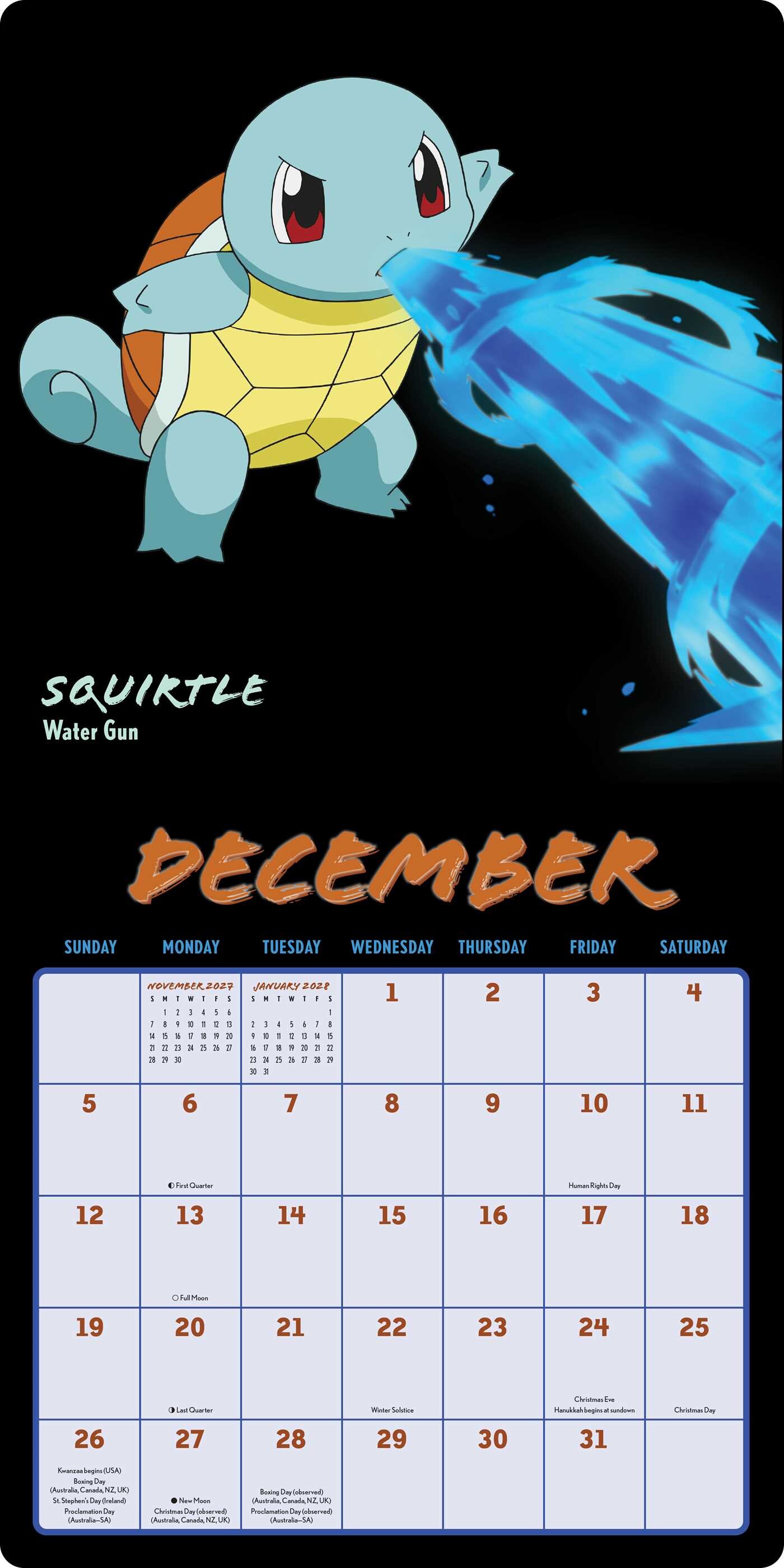 Pokémon Moves 2027 Wall Calendar
