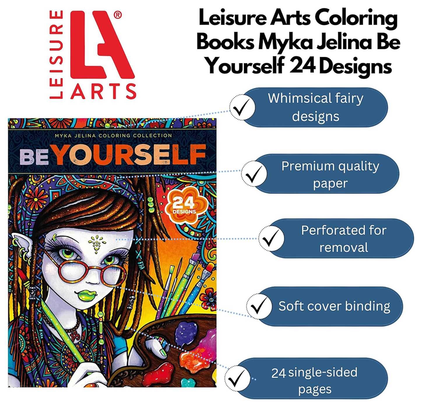 Be Yourself Coloring Book—24 Designs; Myka Jelina Coloring Collection