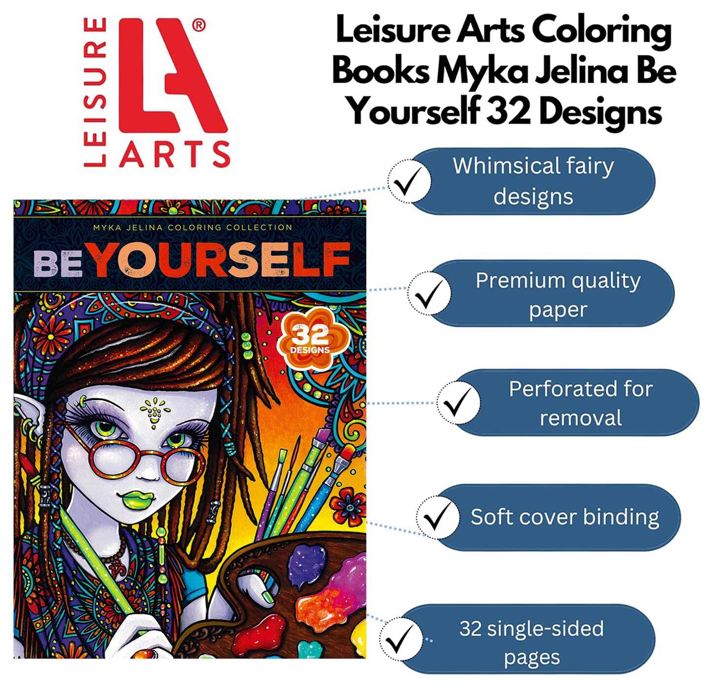 Be Yourself Coloring Book—32 Designs; Myka Jelina Coloring Collection