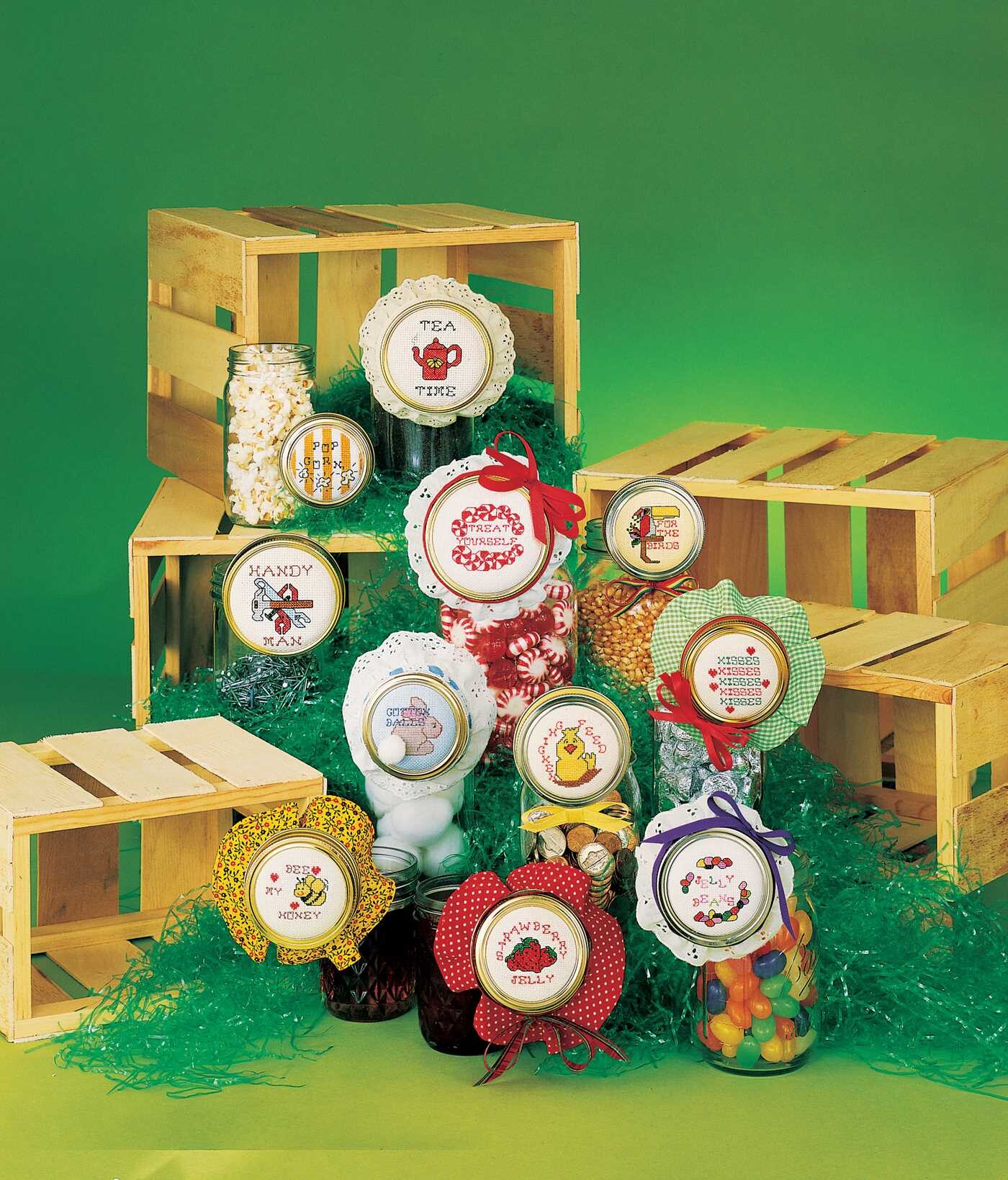 Jar Lids Charted for Cross Stitch