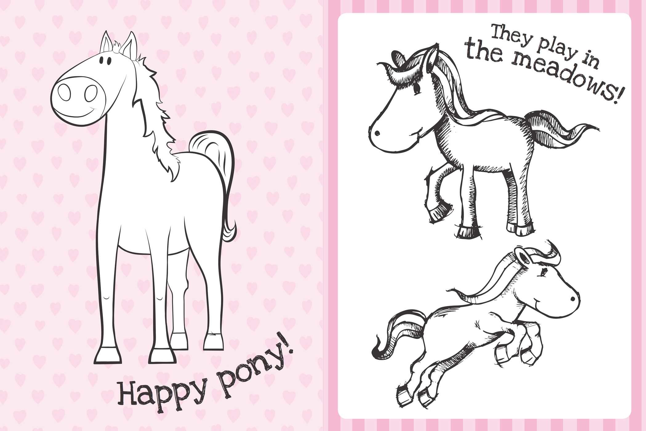 Too Cute Coloring Book: Ponies