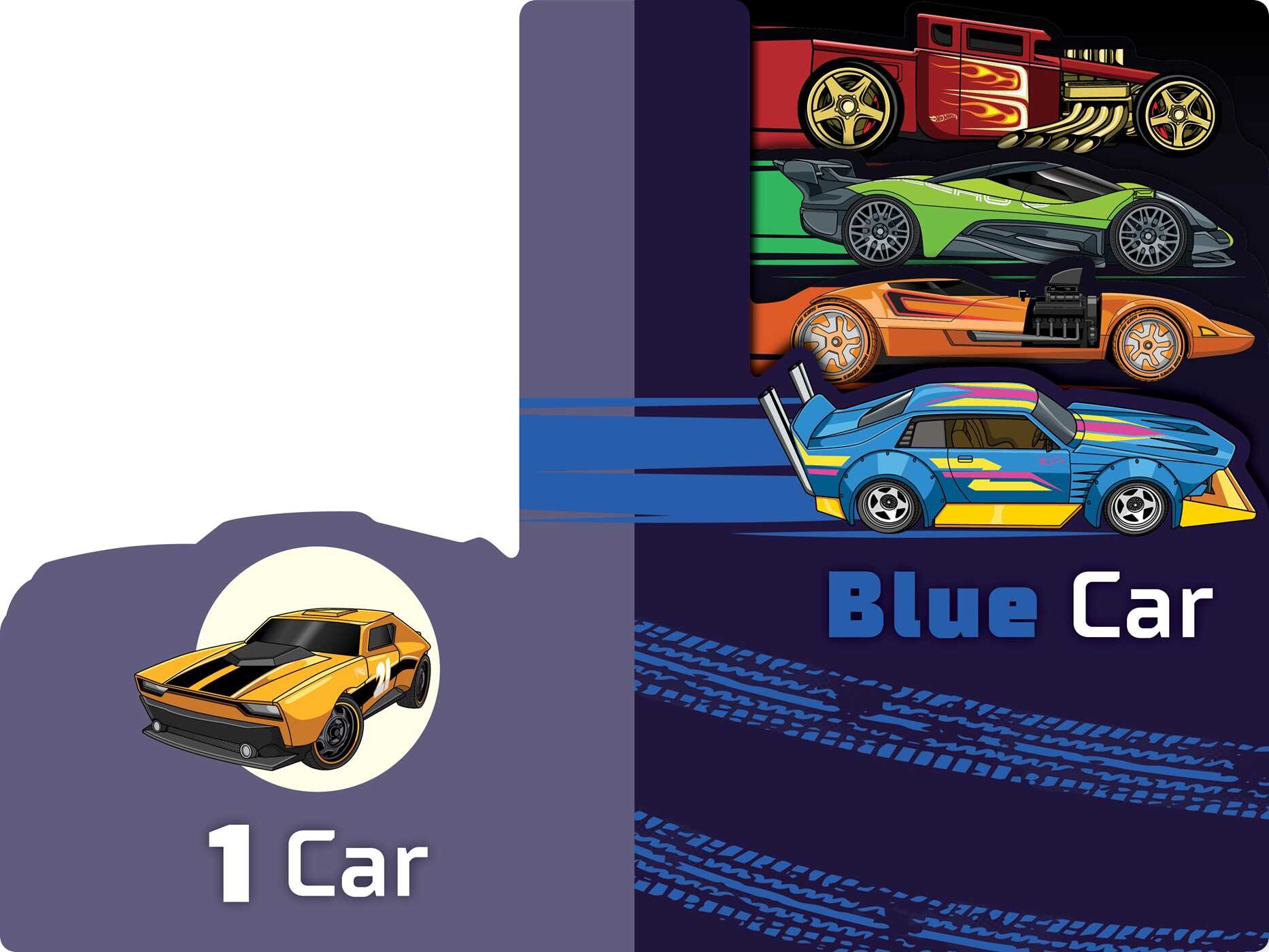 Hot Wheels: One Car, Blue Car: A Numbers and Colors Book (A Mattel Hot Wheels Shaped Novelty Board Book for Toddlers)