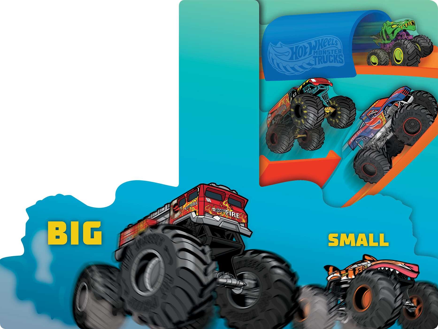 Hot Wheels: Big and Small: A Book About Opposites (A Mattel Hot Wheels Monster Trucks Shaped Novelty Board Book for Toddlers)