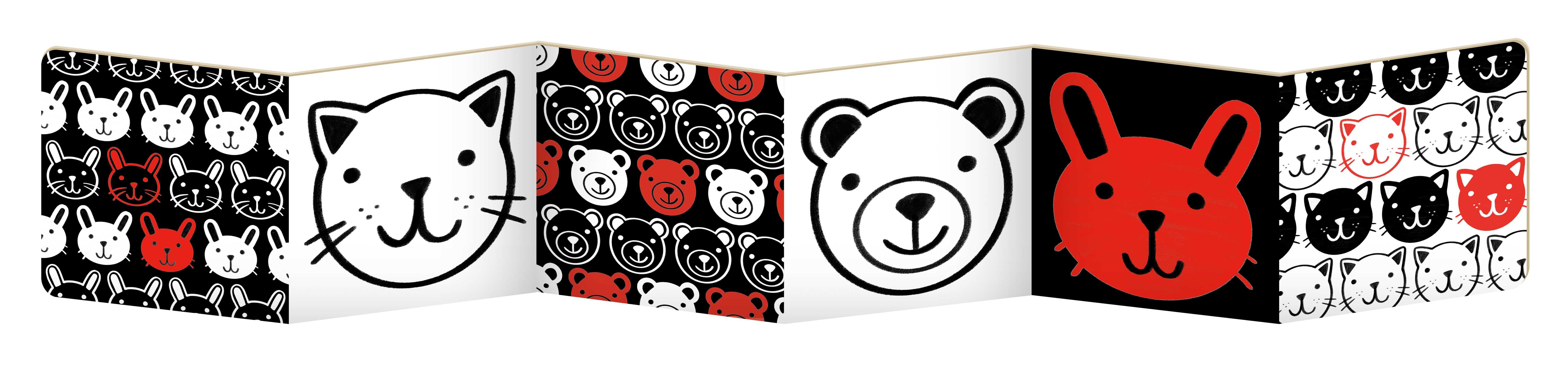 Baby Animal Faces (A Tummy Time, High Contrast, Accordion Board Book with Mirror for infants)