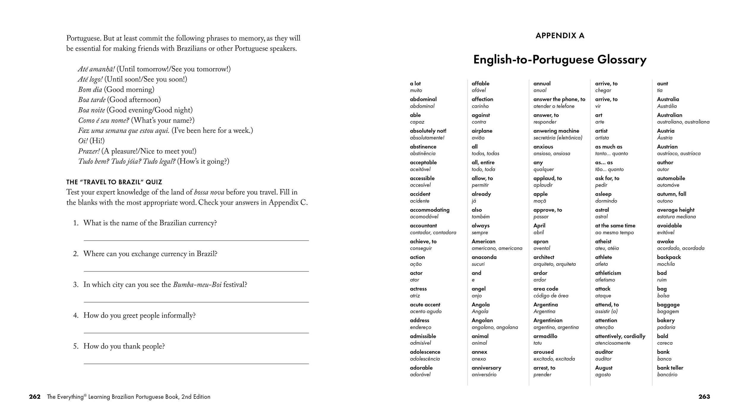 Everything Learning Brazilian Portuguese Book, 2nd Edition