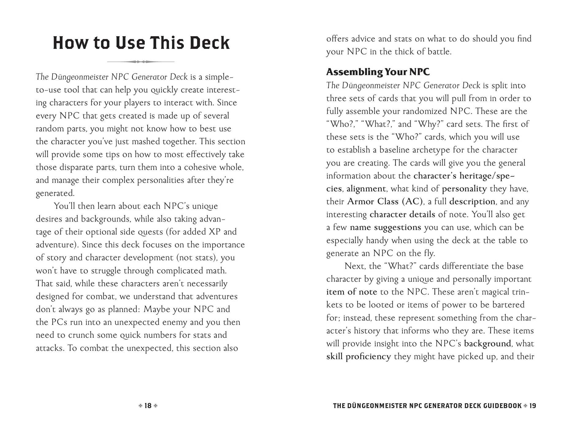 Düngeonmeister NPC Generator Deck