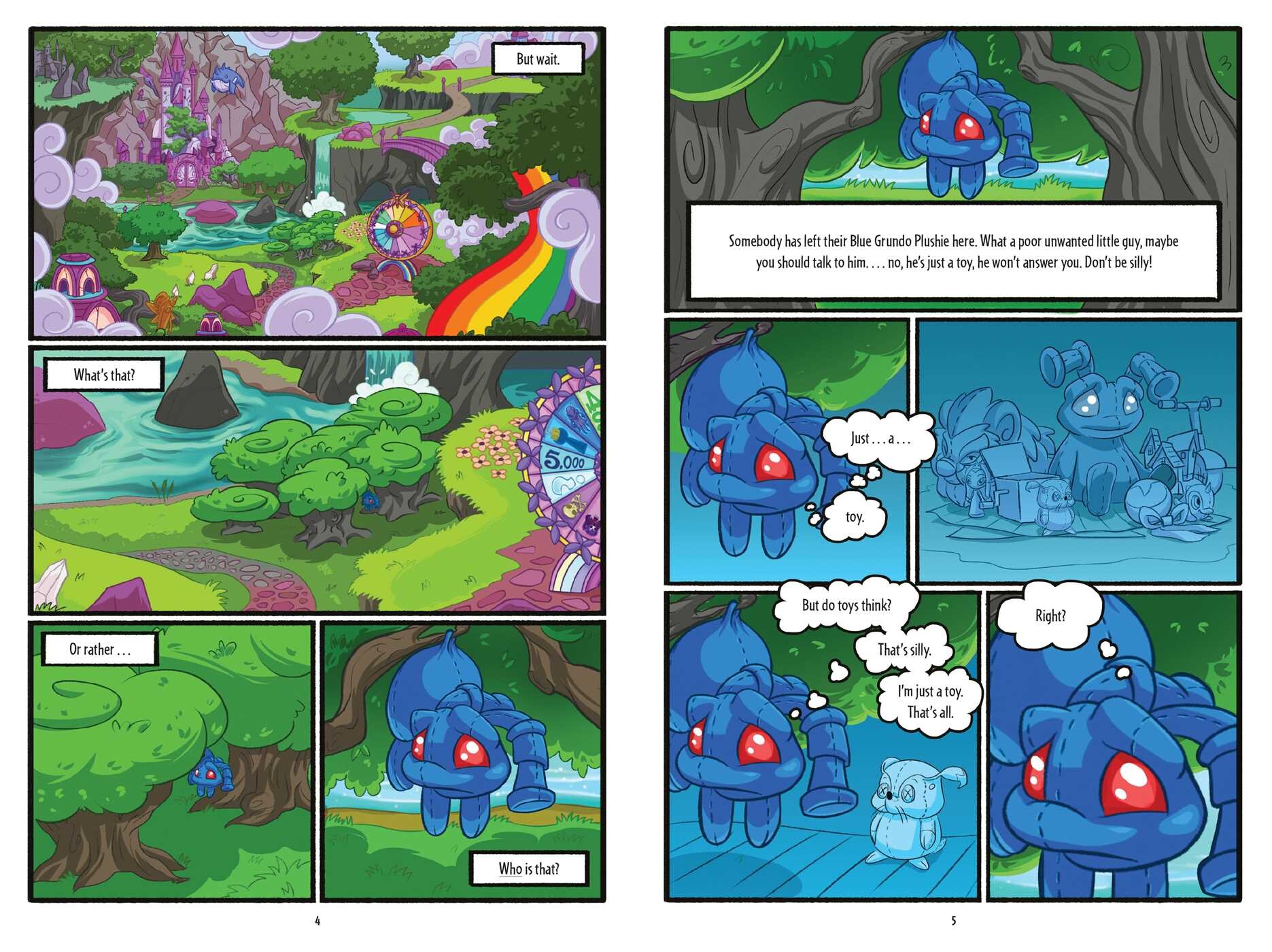 Neopets The Discarded Magical Blue Grundo Plushie of Prosperity Book