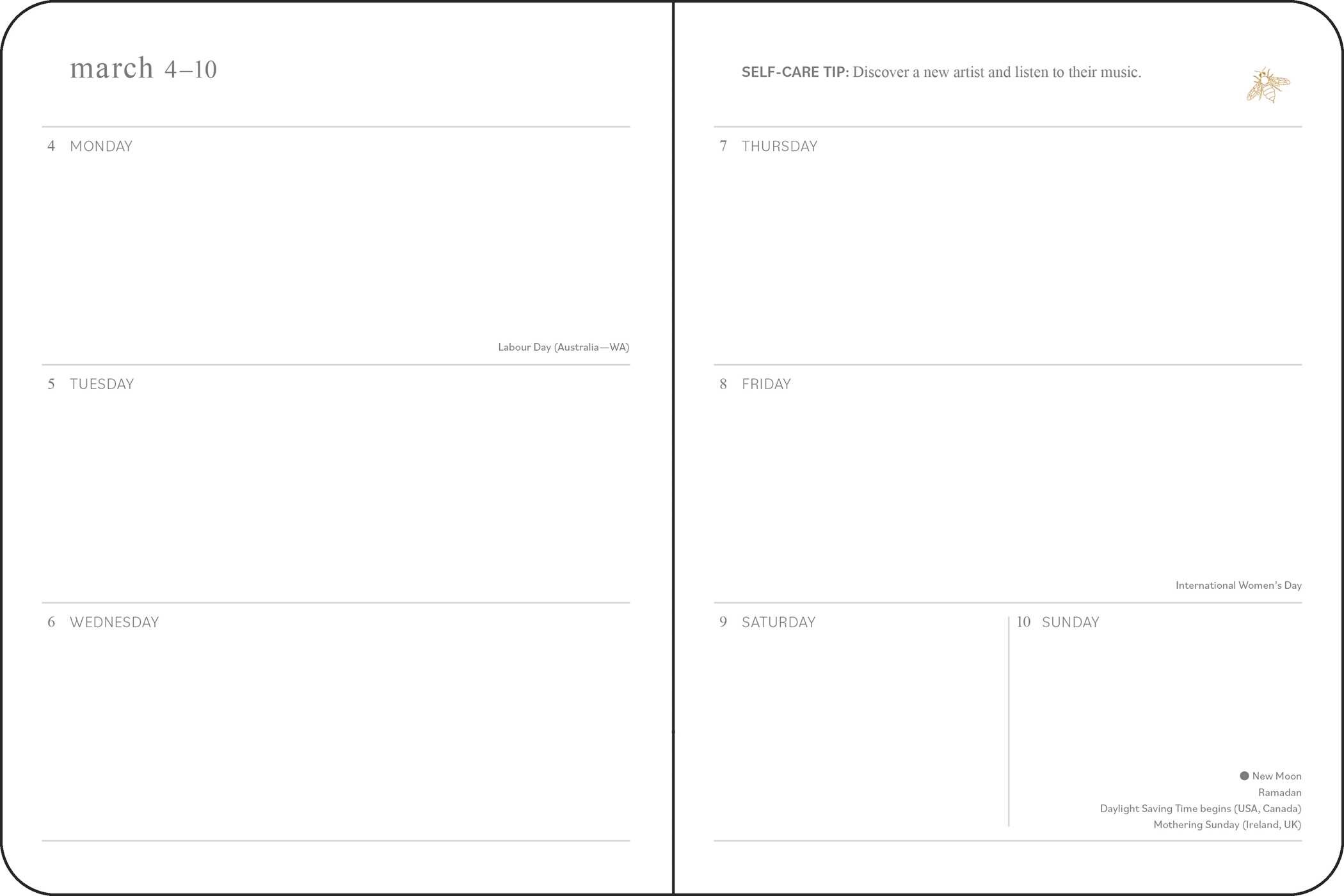 milk and honey 12Month 2024 Monthly/Weekly Agenda Calendar Book